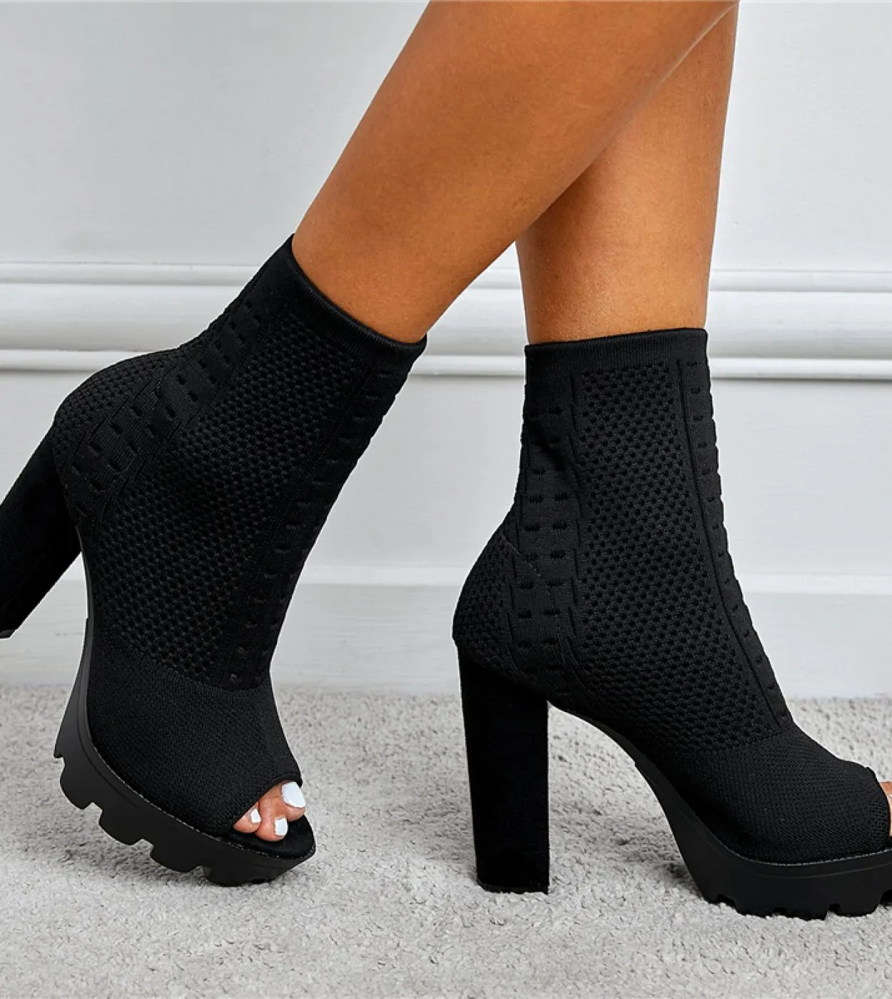 2023 di Modo Delle Donne 12 centimetri Tacchi Alti 35 centimetri Della Piattaforma Peep Toe Sandali Stivali Discoteca di Estate