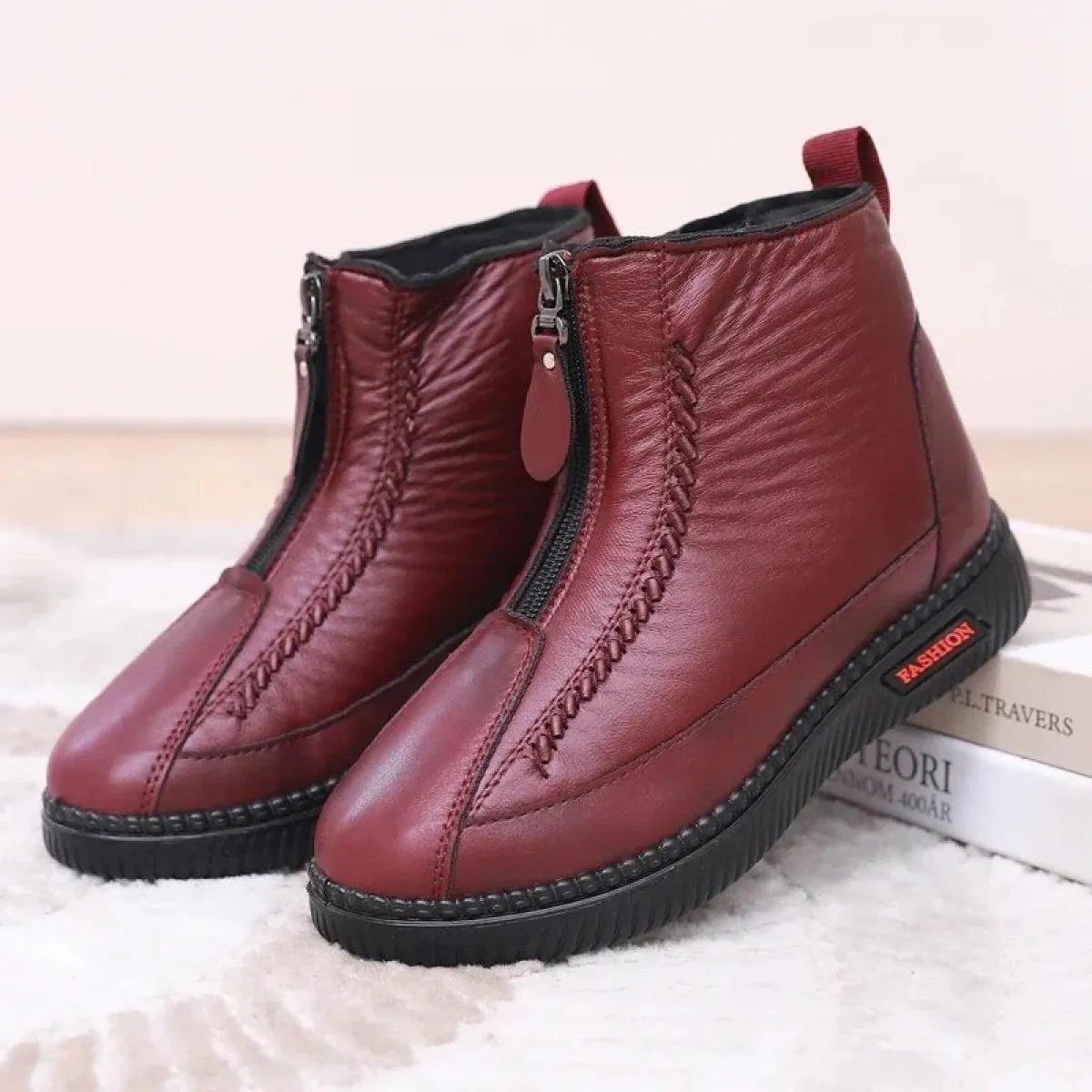 2024 scarpe da donna di marca stivali comodi alla caviglia moderni cerniera invernale testa tonda tacco basso tinta unita sempli