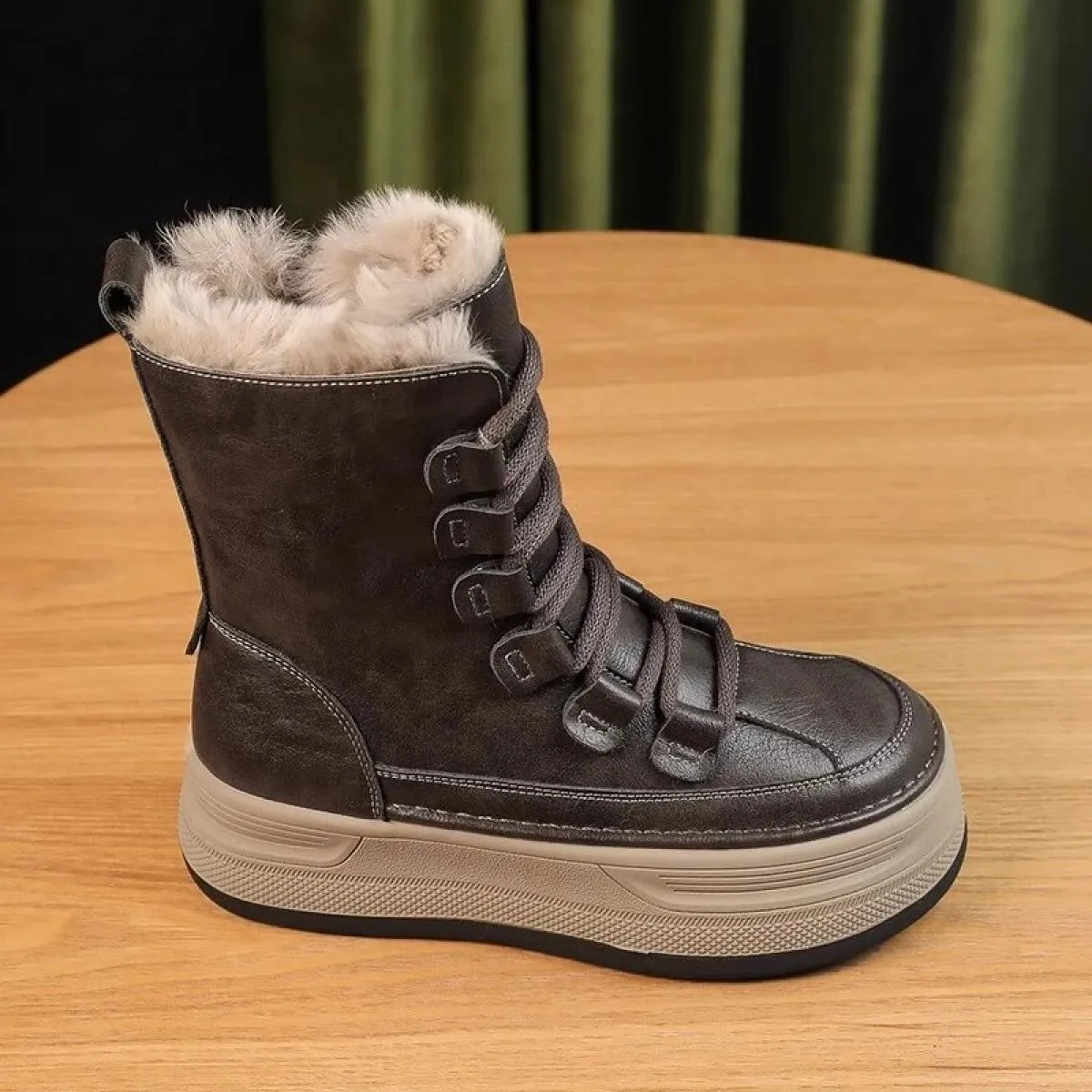 2024 scarpe da donna di vendita calde inverno fondo piatto stivali moderni punta rotonda pizzo tacco basso solido caldo colore s