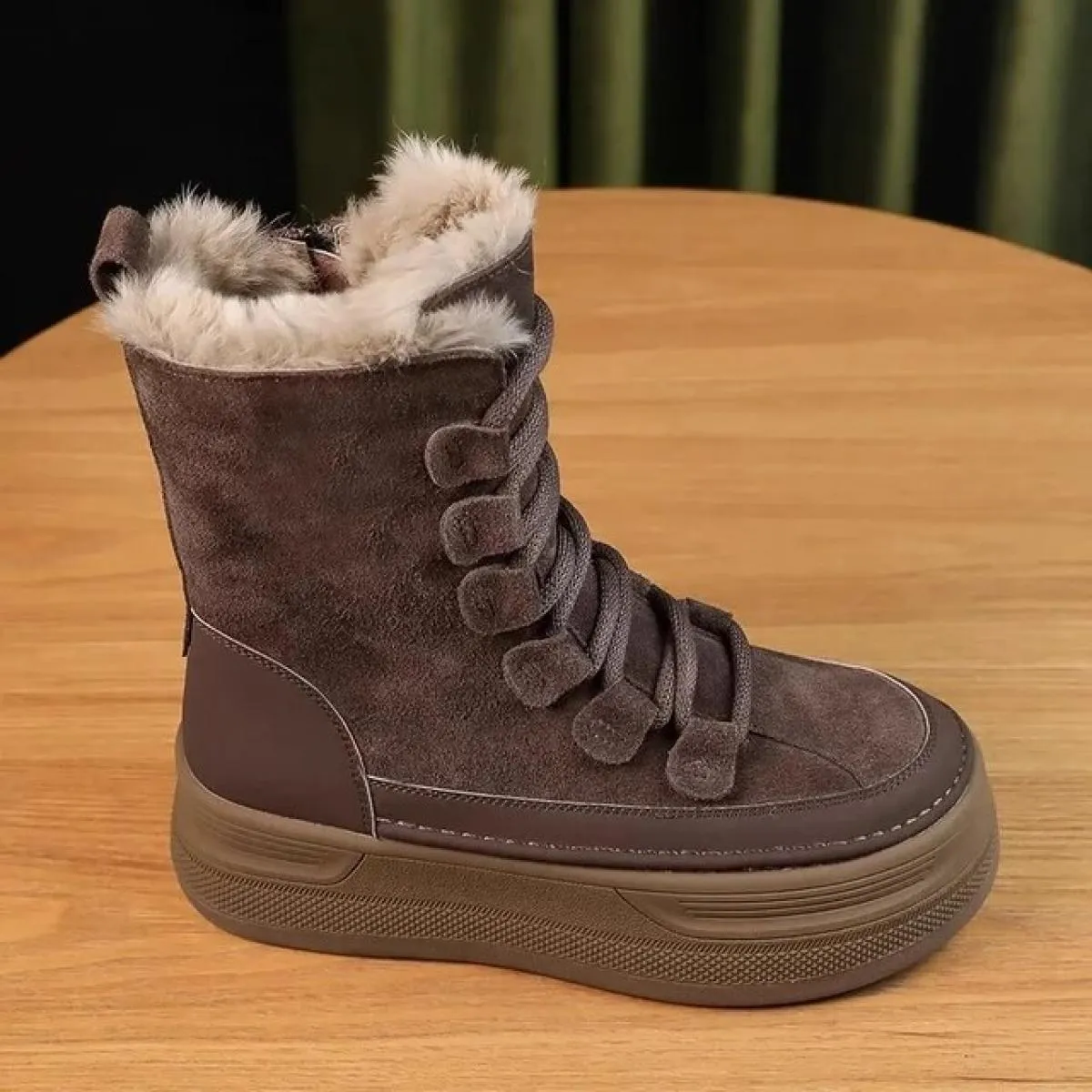 2024 scarpe da donna di vendita calde inverno fondo piatto stivali moderni punta rotonda pizzo tacco basso solido caldo colore s