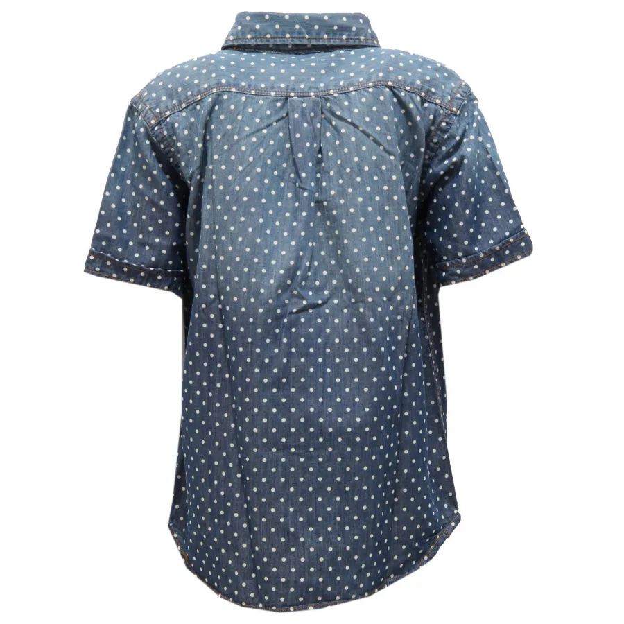 6667R  camicia bimbo SUN 68 DEMIN POIS manica corta blu denim shirt kid