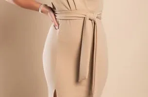 Abito elegante midi Triona, beige