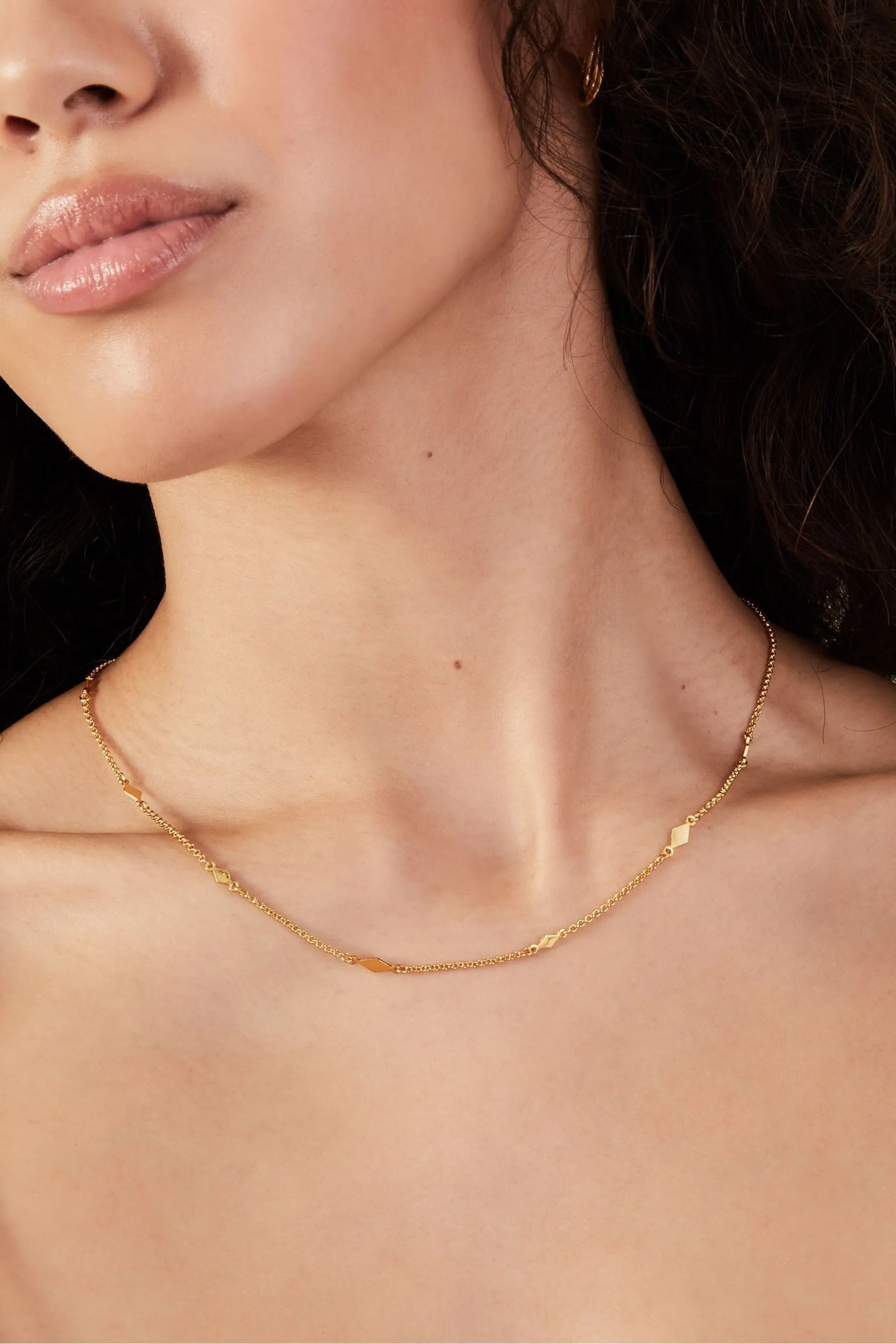 Accessorize - Station - Collana placcata 14 carati con forma a rombi