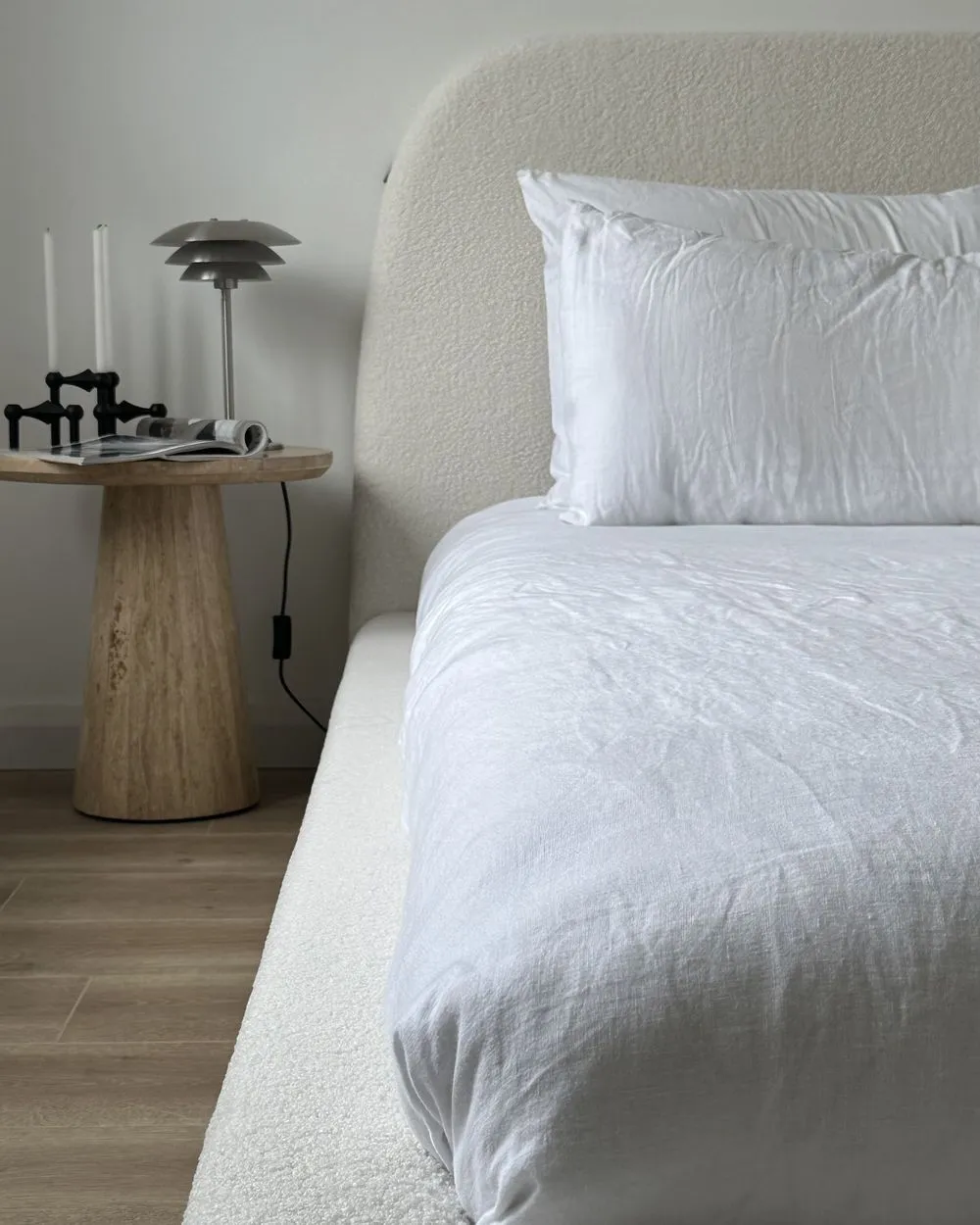 Bed Boucle ROISEL 180 x 200 cm (EU Super King) Cream