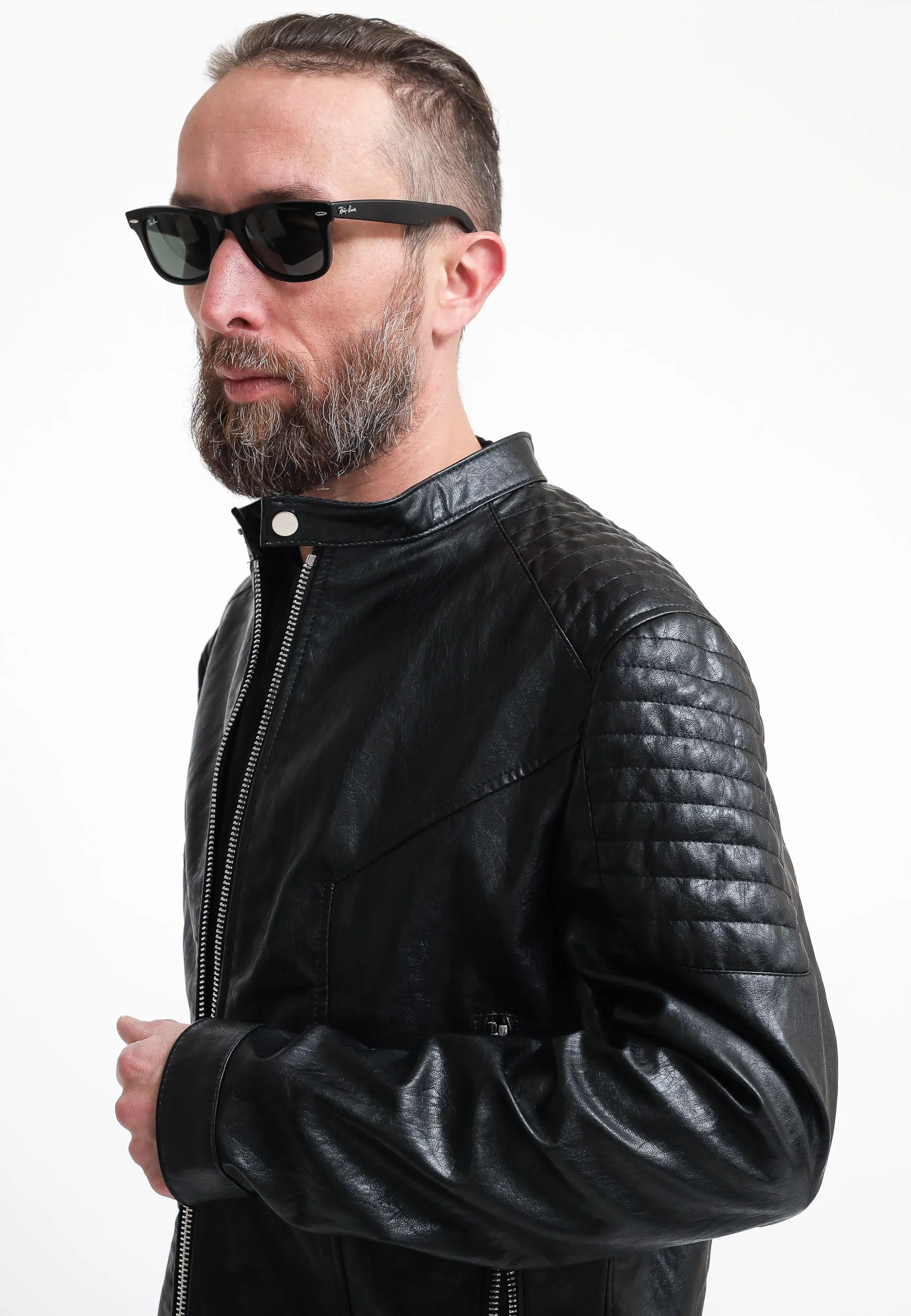 Biker Ecopelle Vintage - Nero
