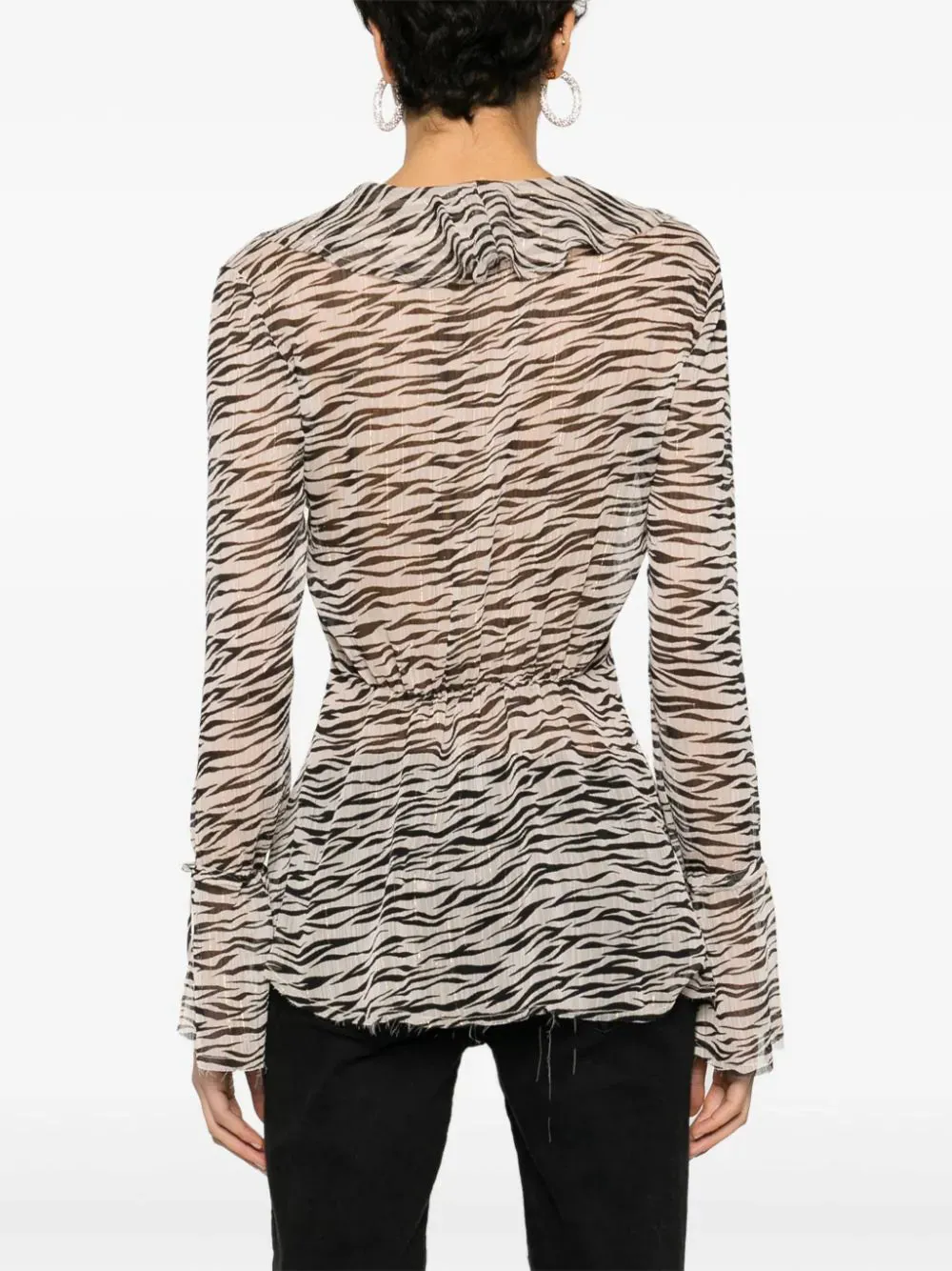 Blouse with Semi Transparent Print / Black