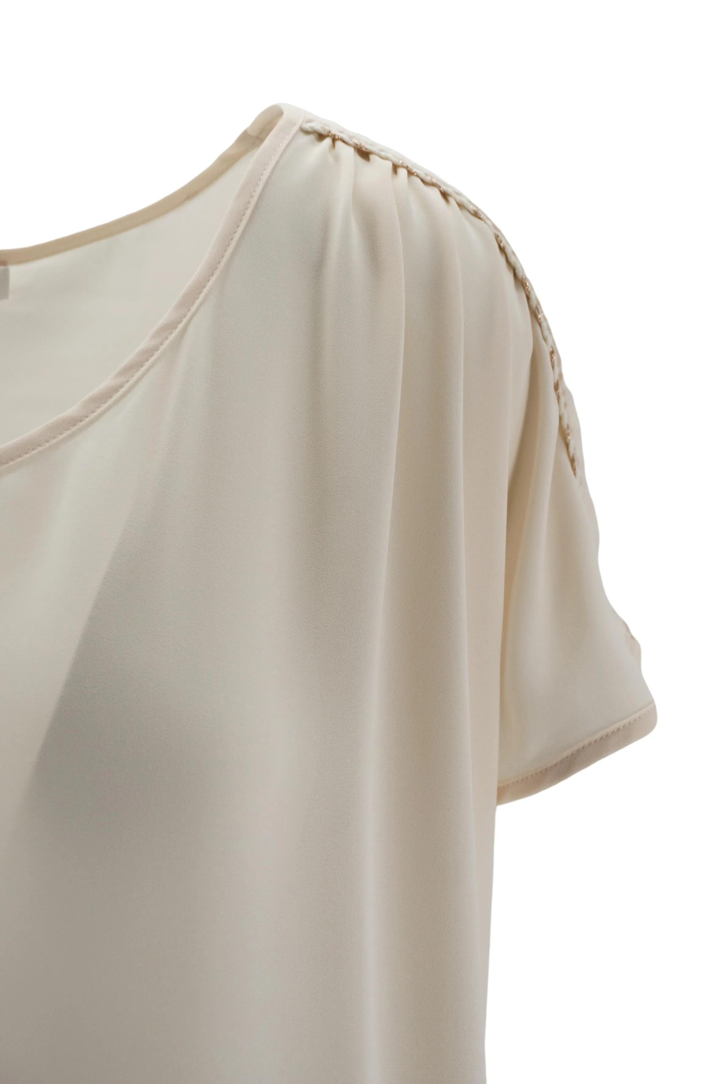 Blouse with Short Sleeves / Beige