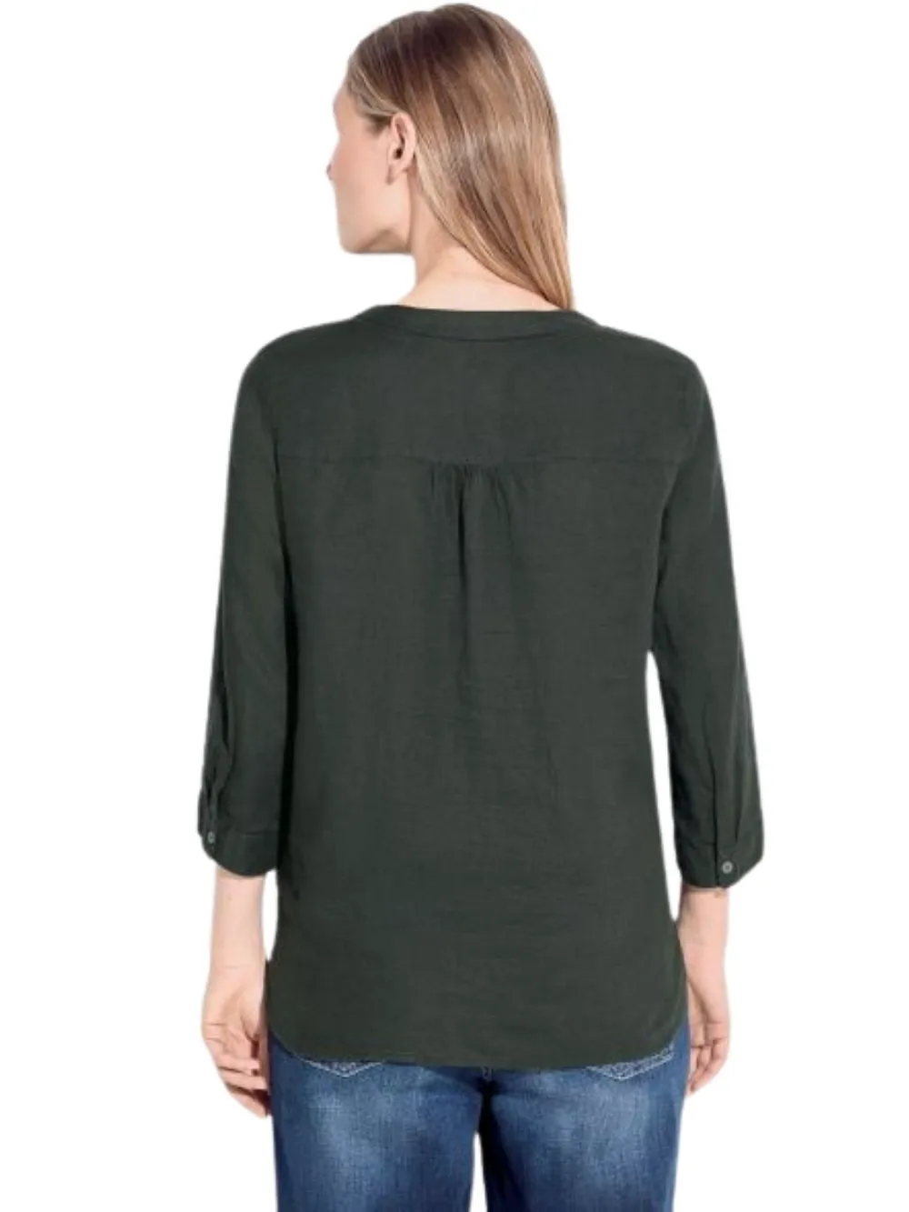 Blusa Donna in lino tinta unita kaki