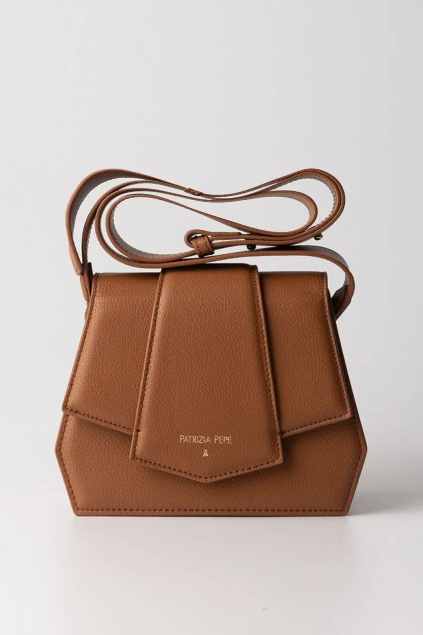 Borsa tracolla con zip e patta New Cuoio