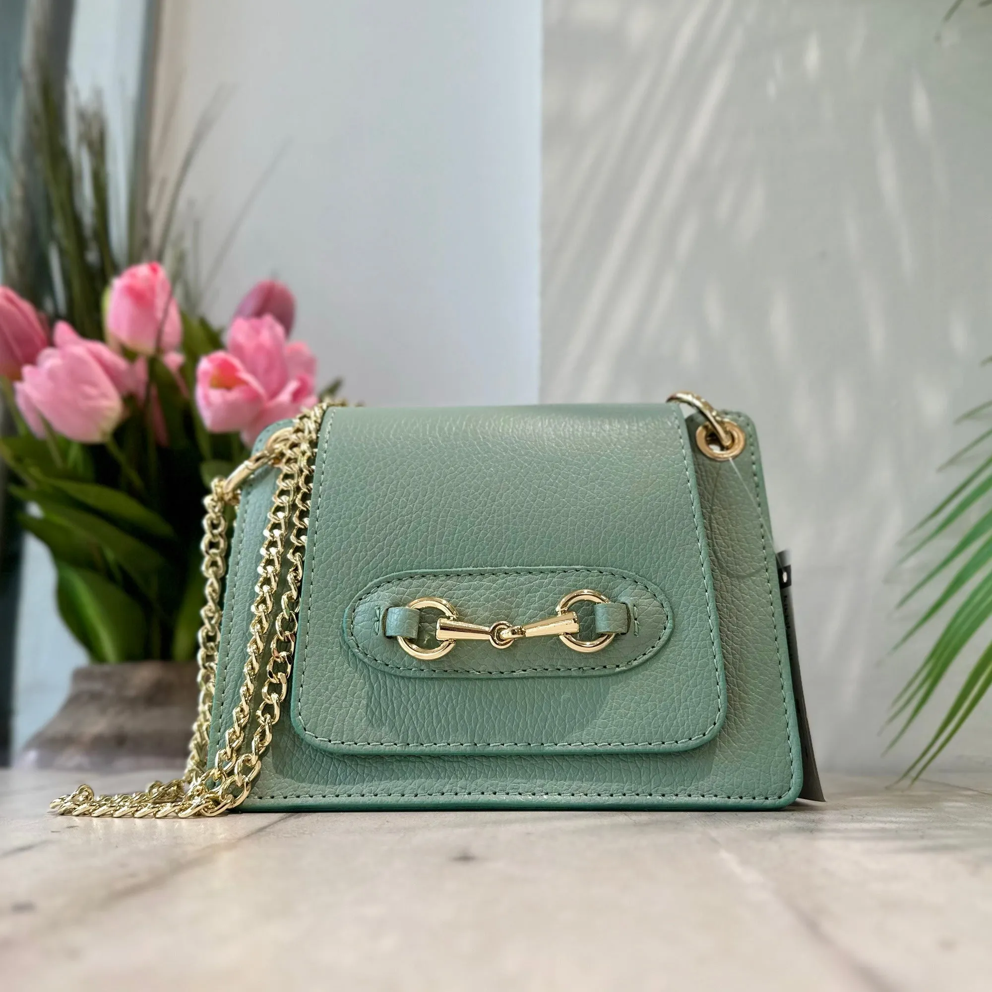 Borsettina Pochette Verde Mini Tracolla Catena