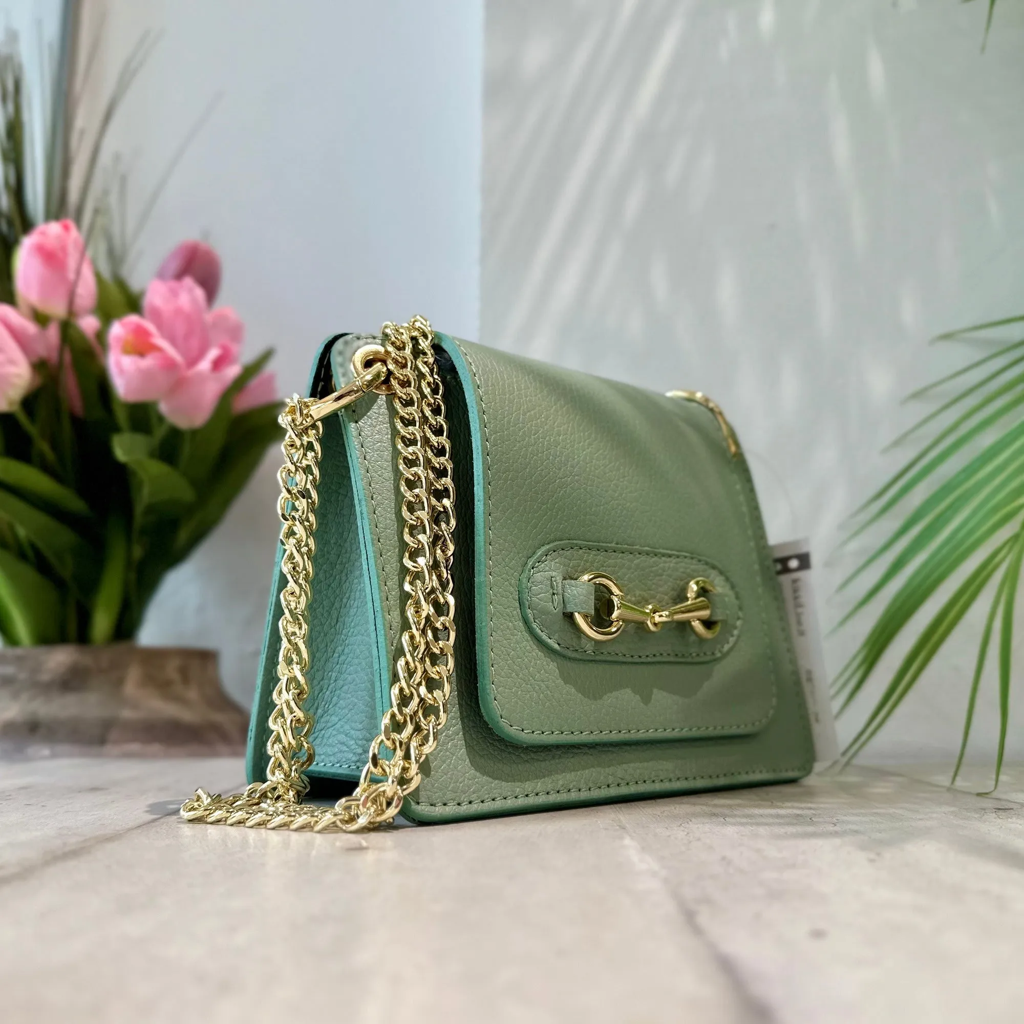 Borsettina Pochette Verde Mini Tracolla Catena