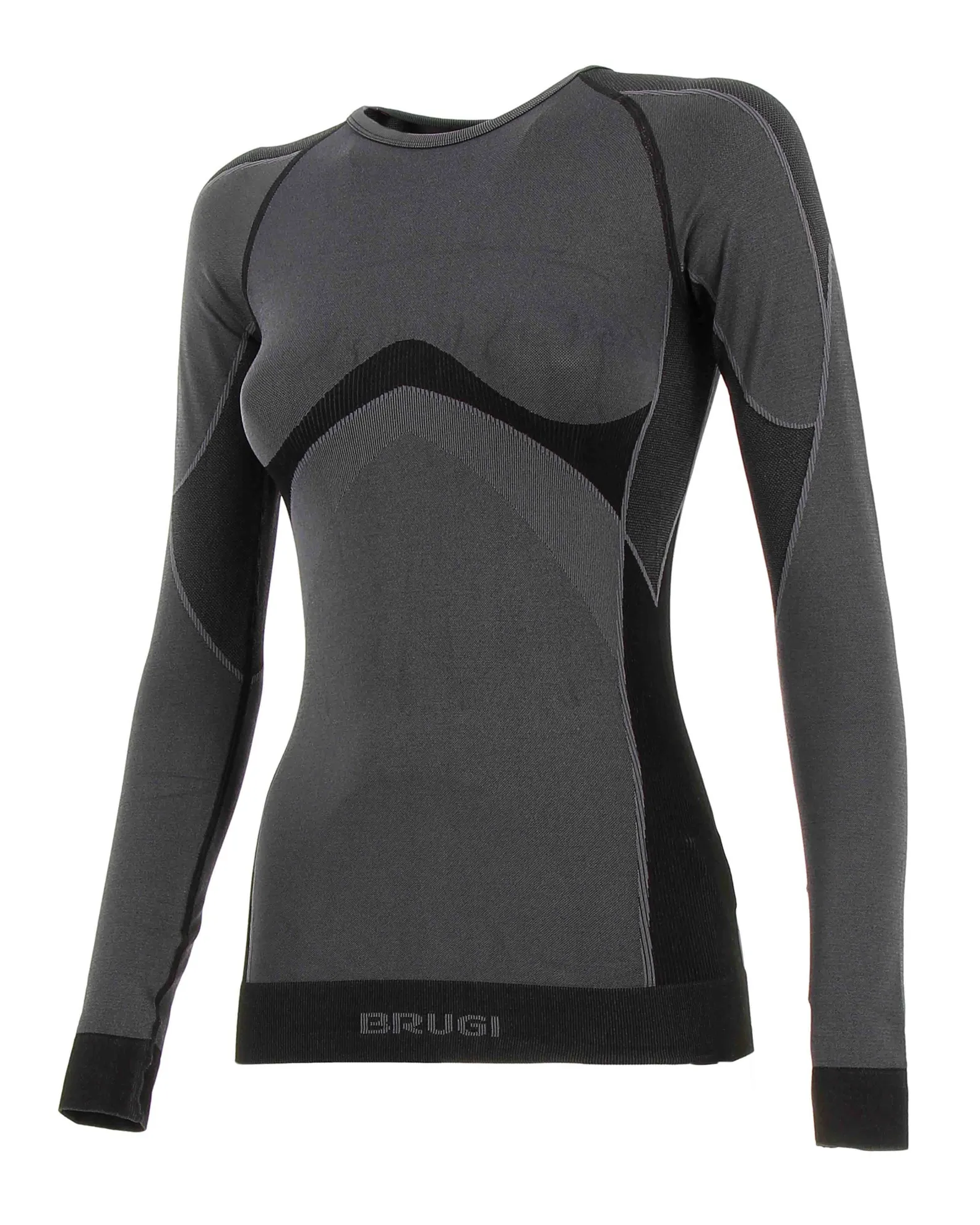 BRUGI - Maglia da donna grigia e nera termica traspirante senza cuciture                                            Previous pro