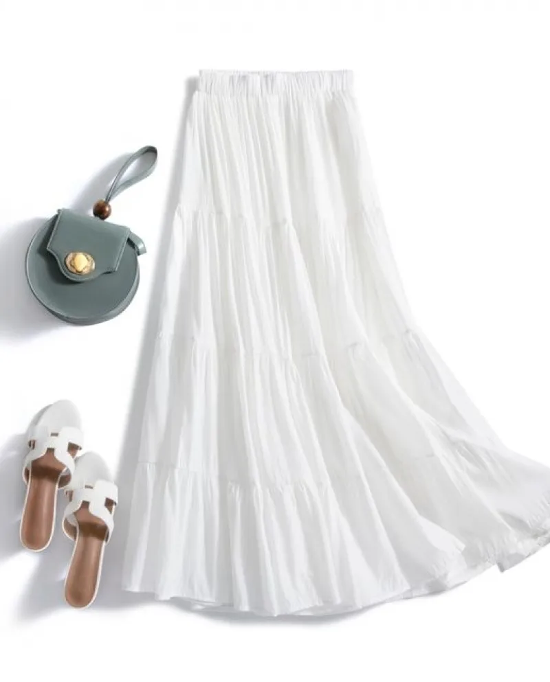 Bygouby Estate Autunno Vintage Gonna di Tulle Delle Donne Elastico A Vita Alta Gonne a Rete Lunga Gonna Tutu A Pieghe Femminile