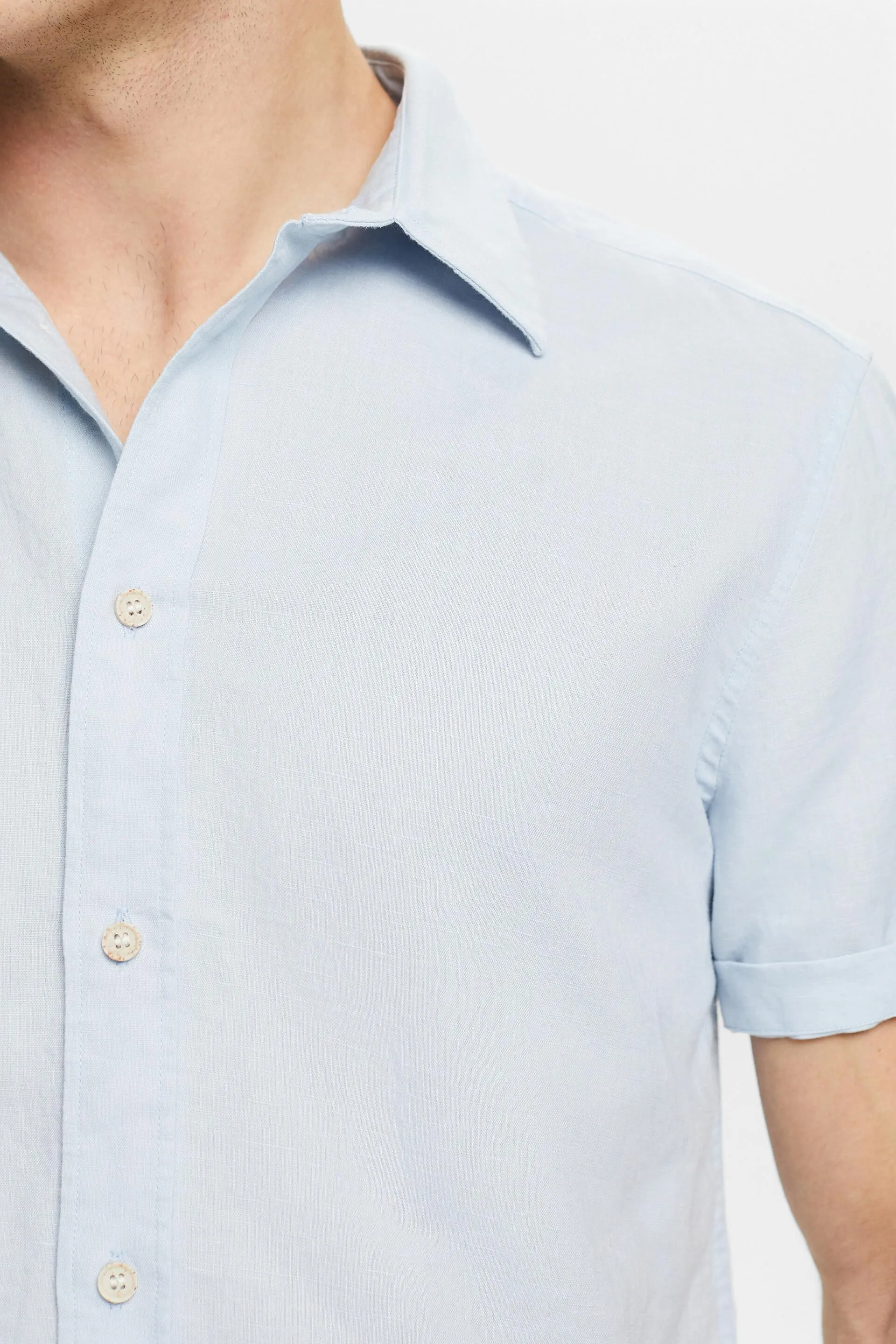 Camicia a maniche corte in lino e cotone