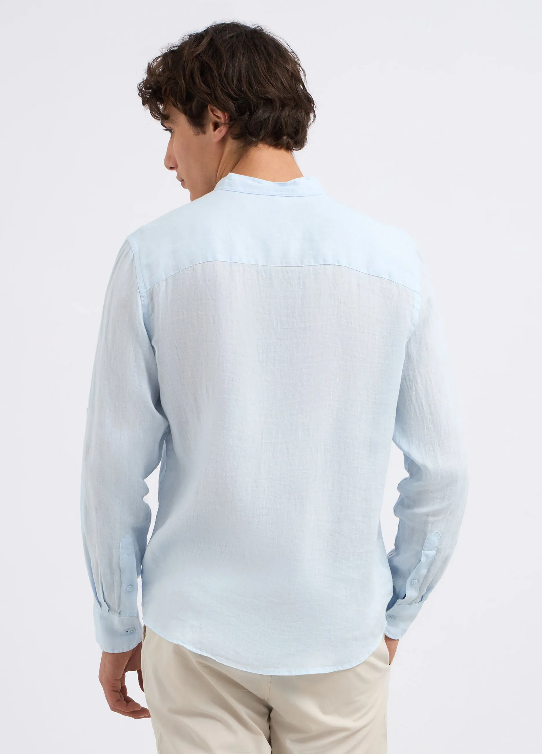 Camicia coreana in puro lino uomo