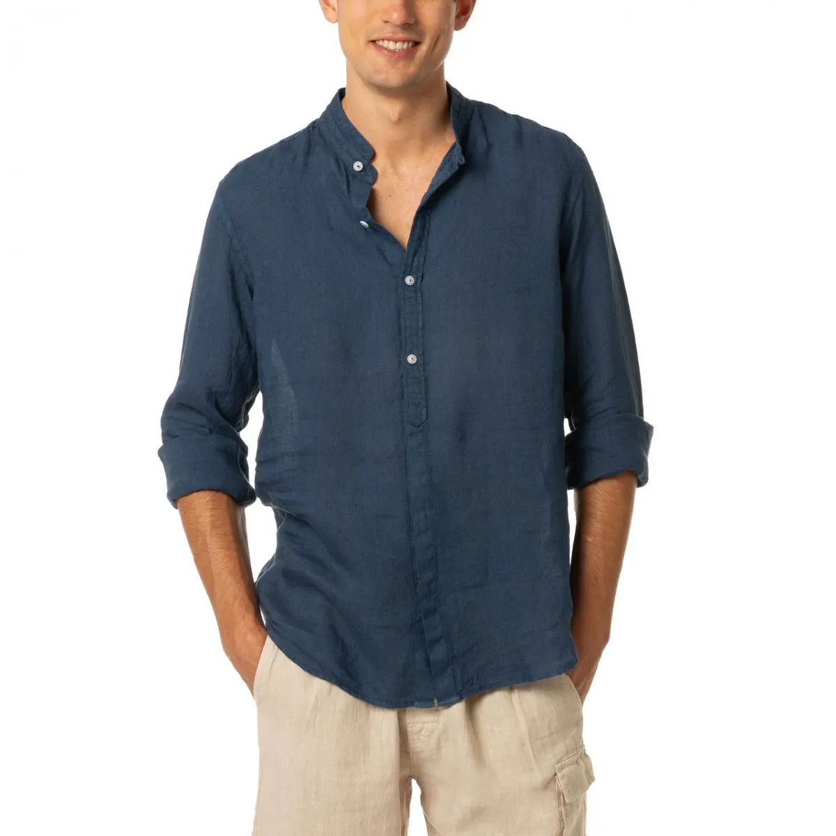 Camicia In Lino Klarke Blue Navy