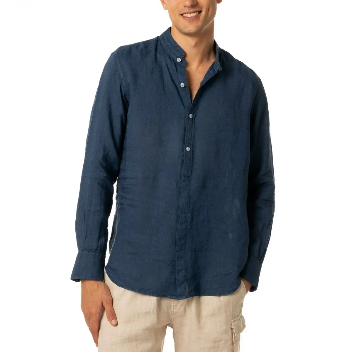 Camicia In Lino Klarke Blue Navy