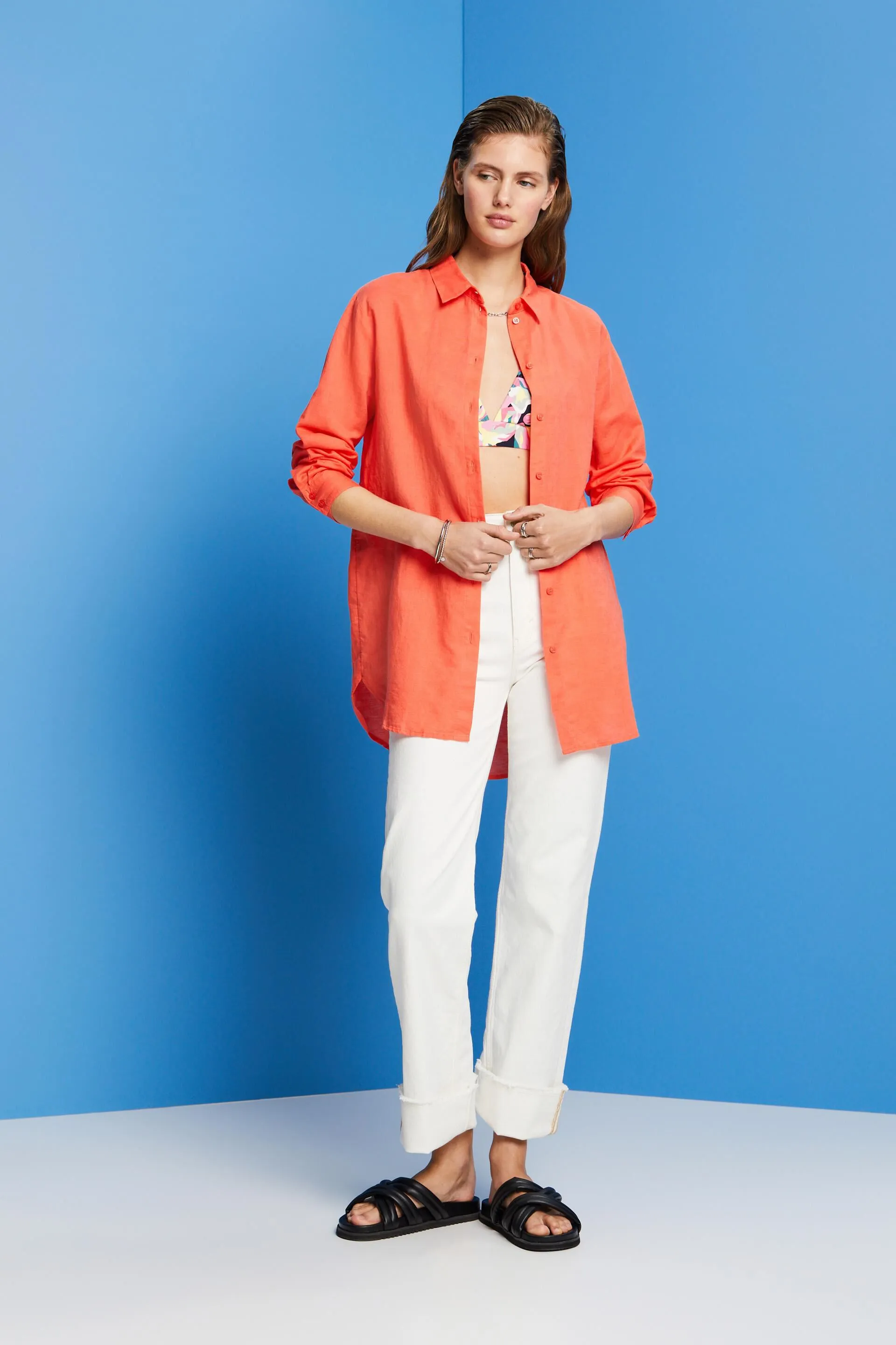 Camicia in misto lino e cotone