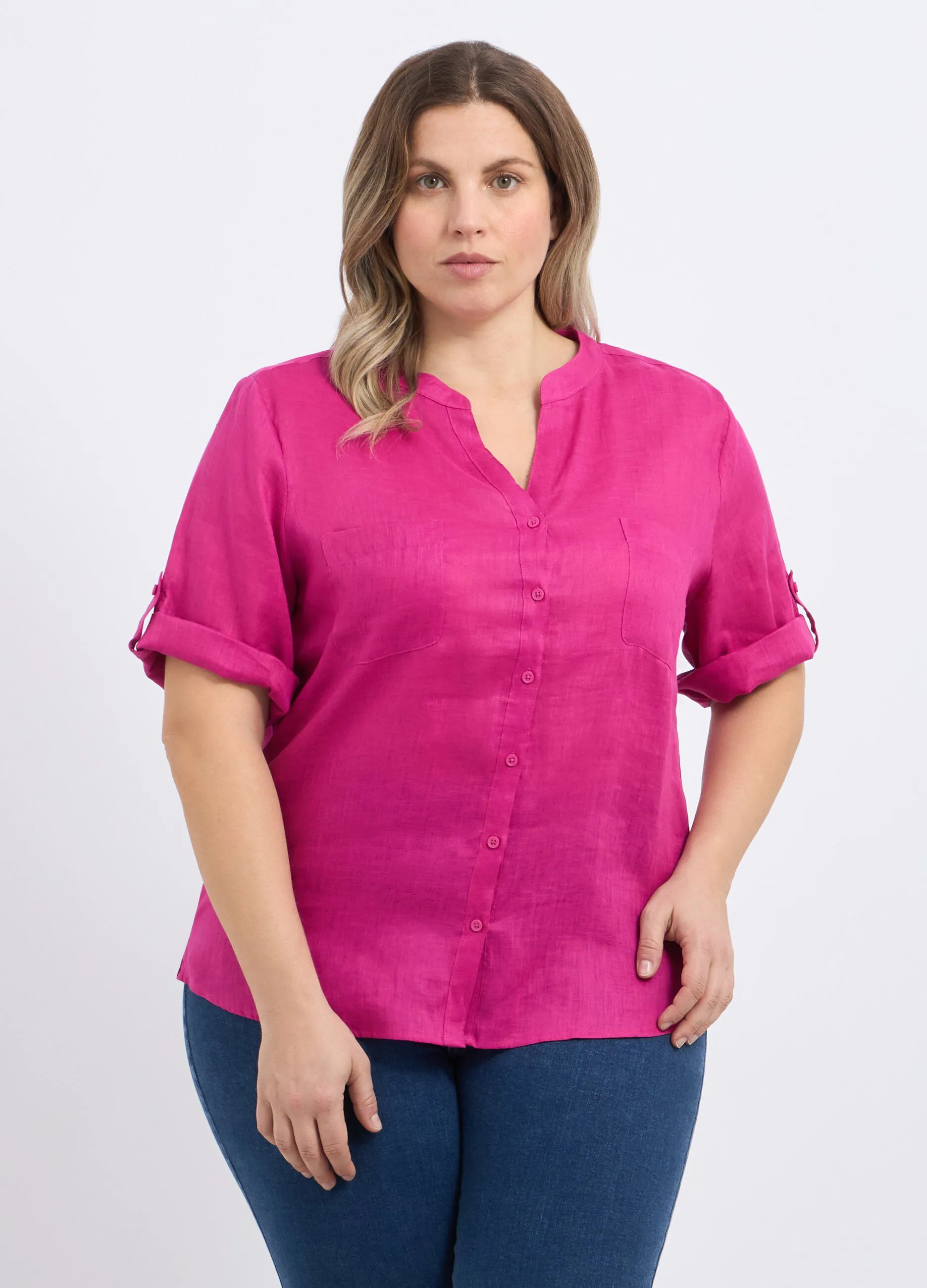 Camicia in puro lino donna curvy