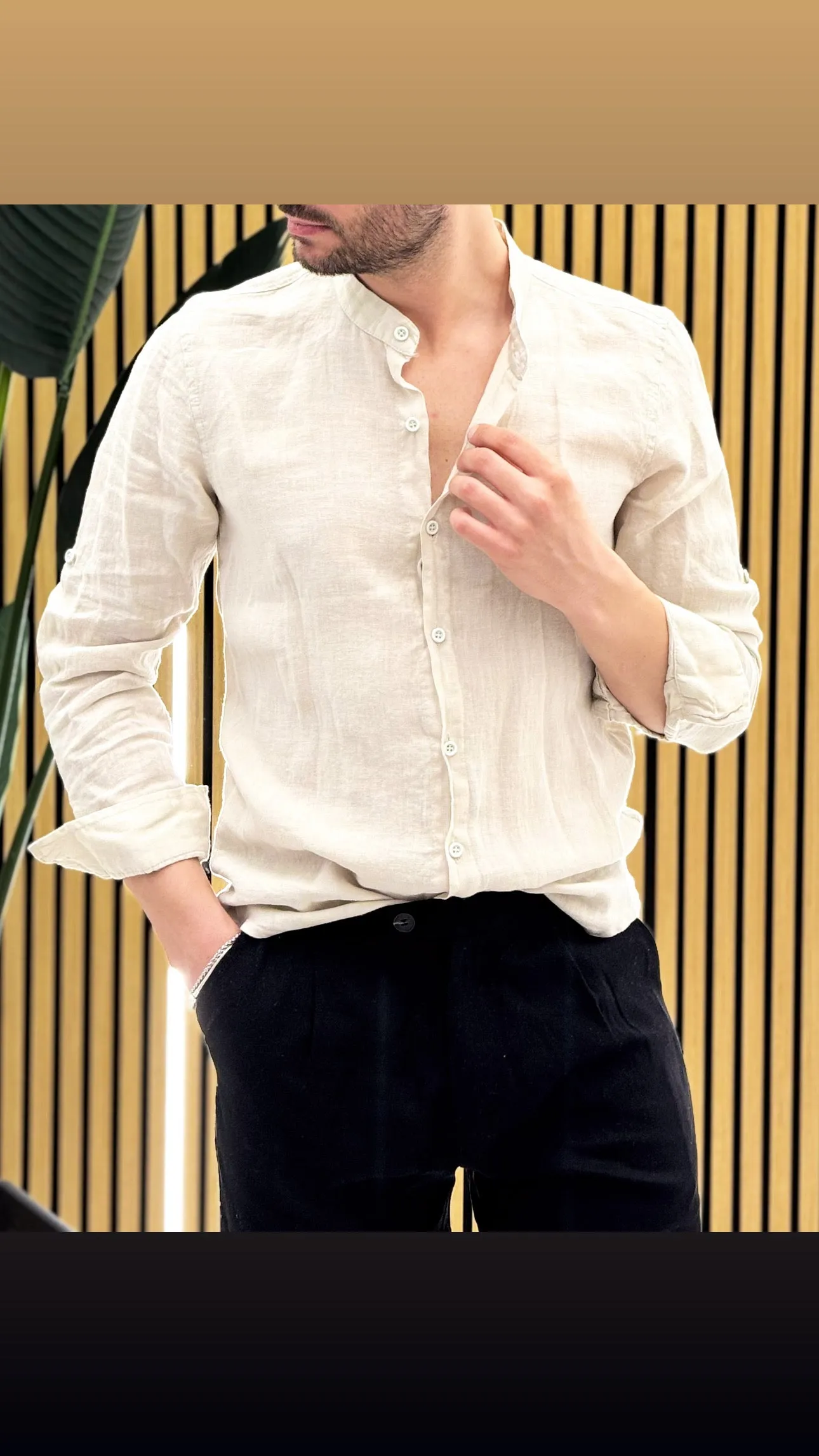 Camicia Lino Collo Coreano