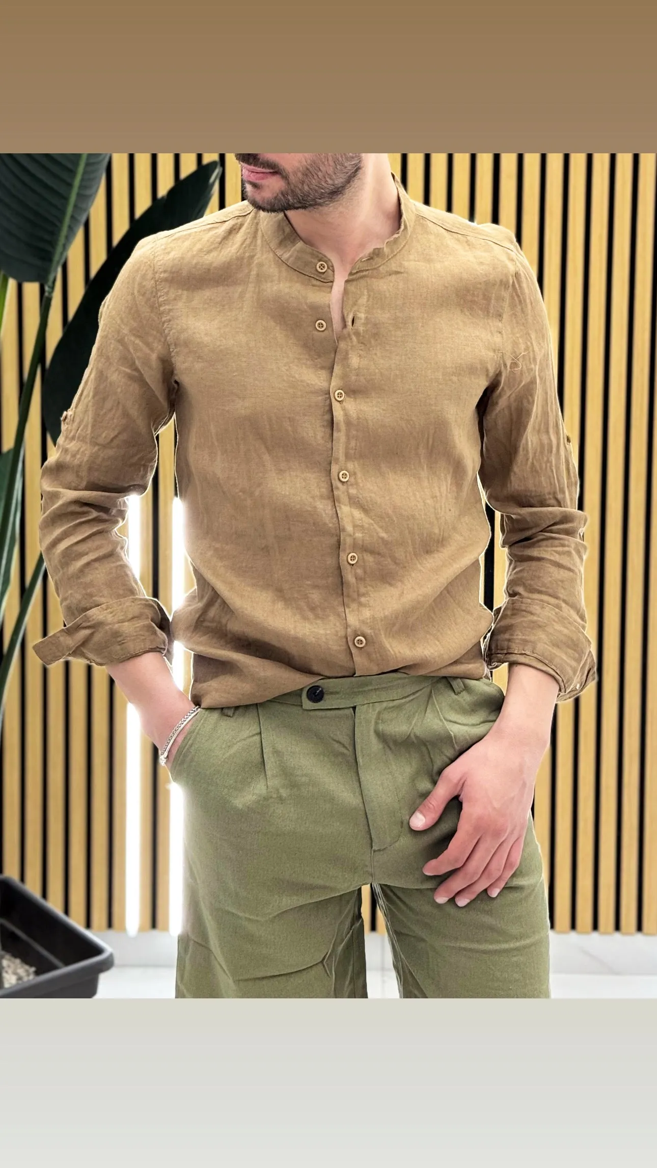Camicia Lino Collo Coreano