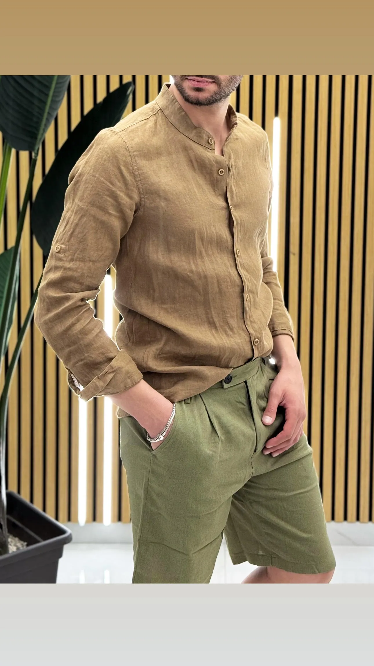 Camicia Lino Collo Coreano