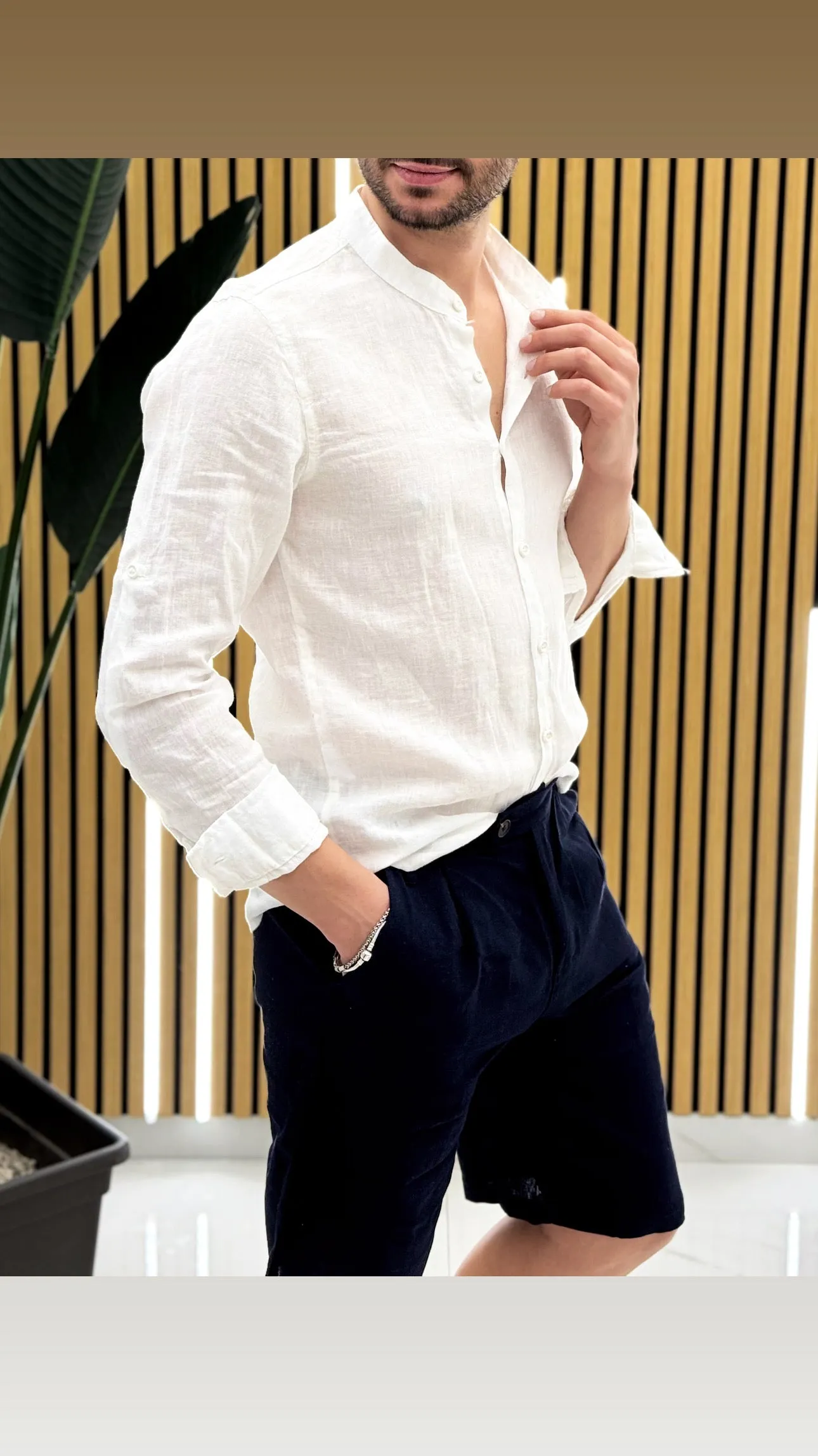 Camicia Lino Collo Coreano