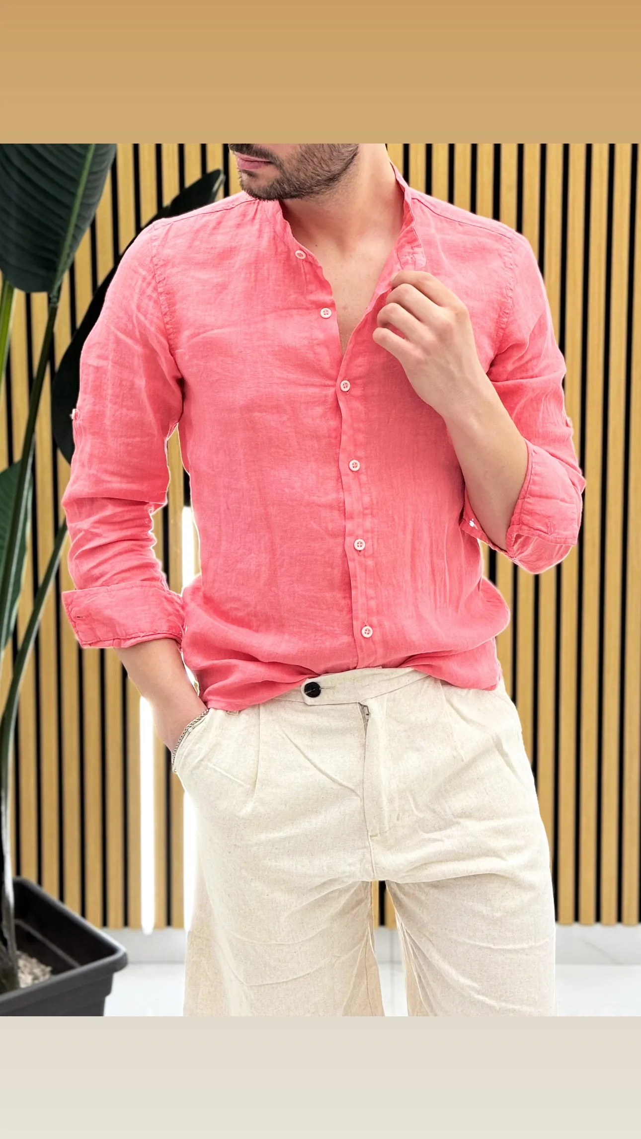 Camicia Lino Collo Coreano
