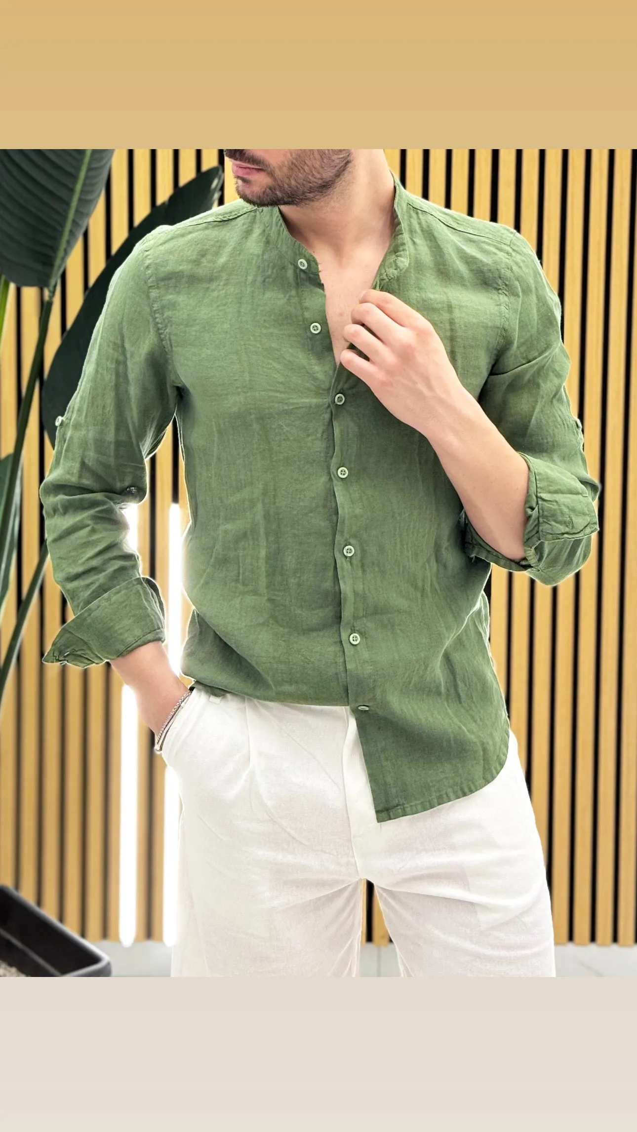 Camicia Lino Collo Coreano