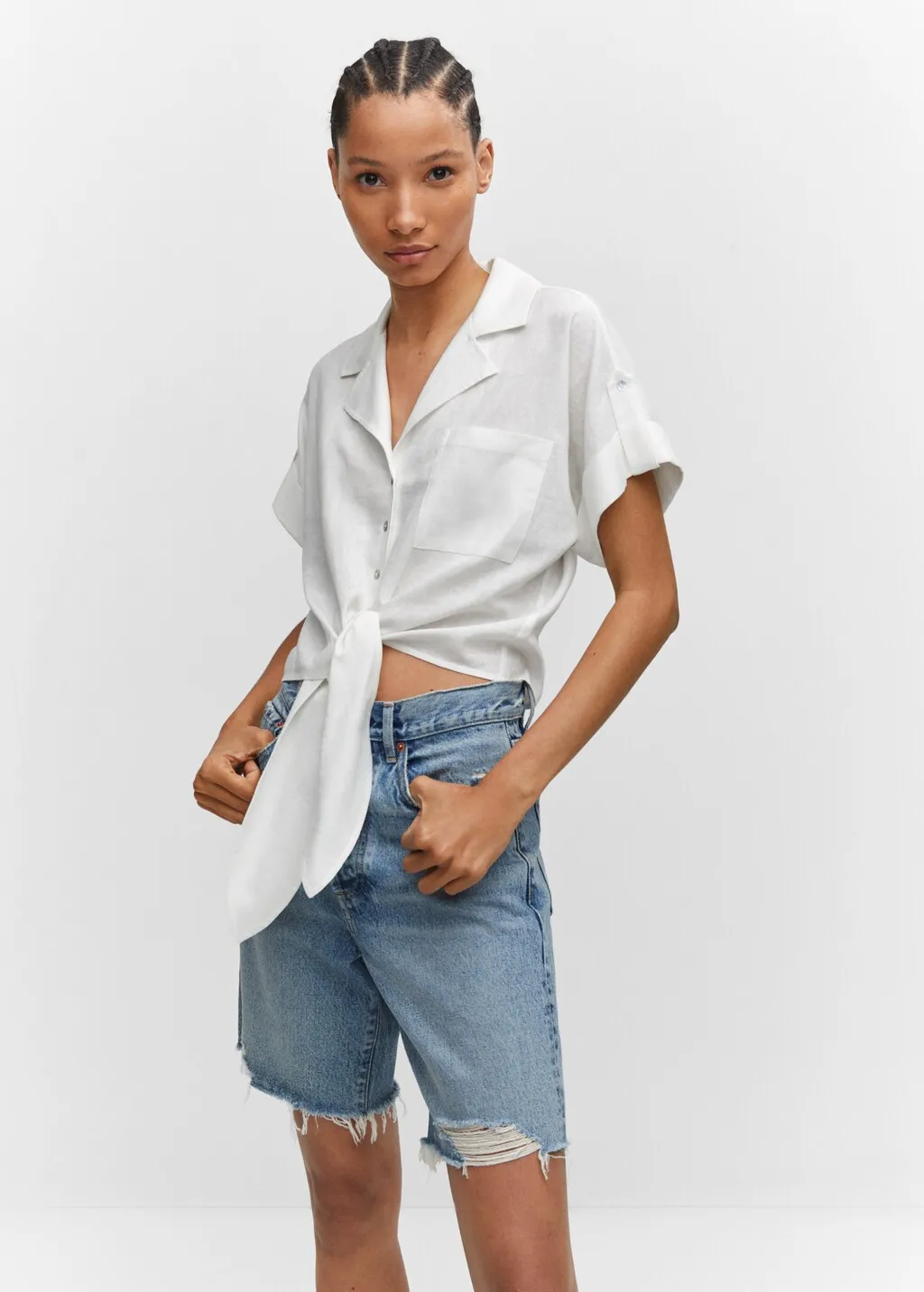 Camicia lino fiocco