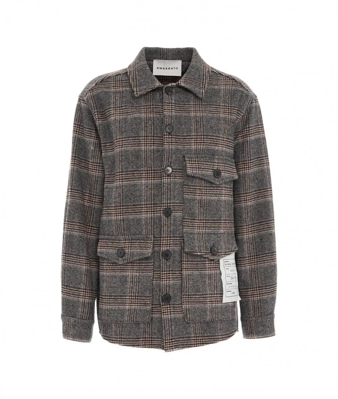 Camicia over in misto lana grigio grigio