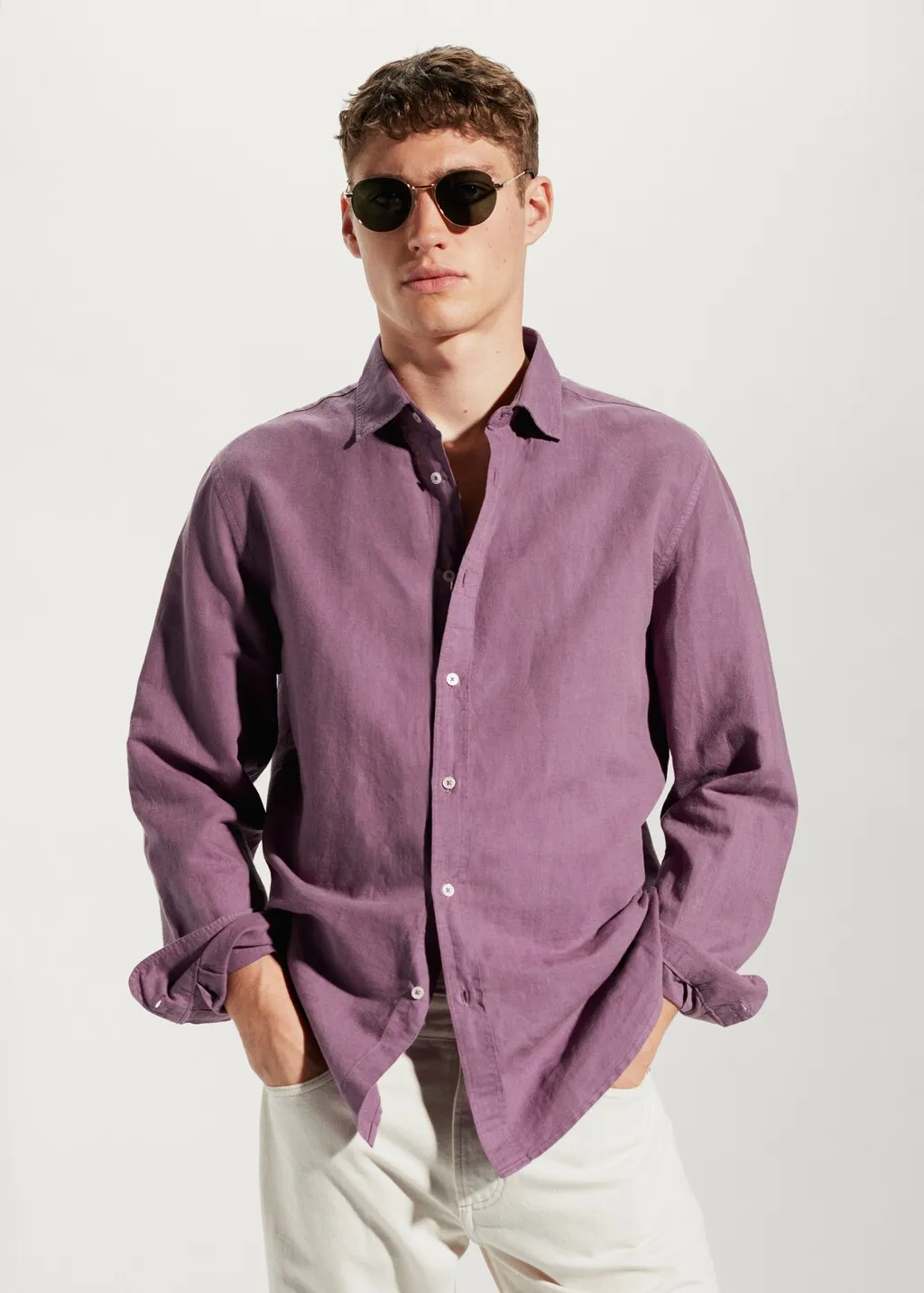 Camicia regular-fit lino cotone