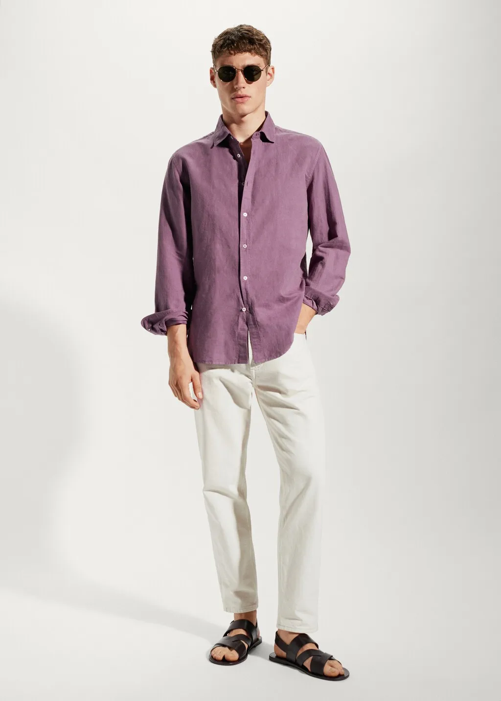 Camicia regular-fit lino cotone