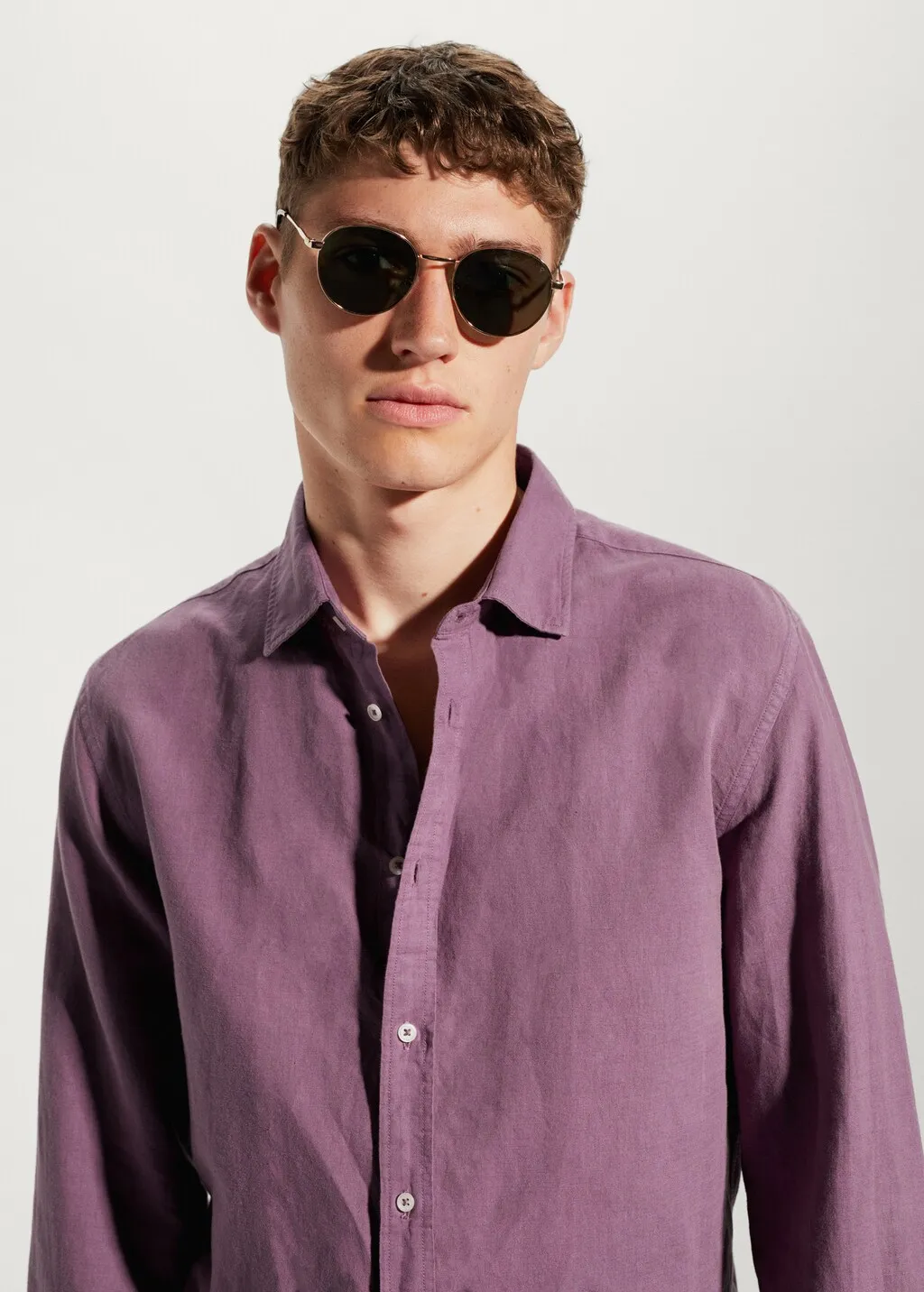 Camicia regular-fit lino cotone