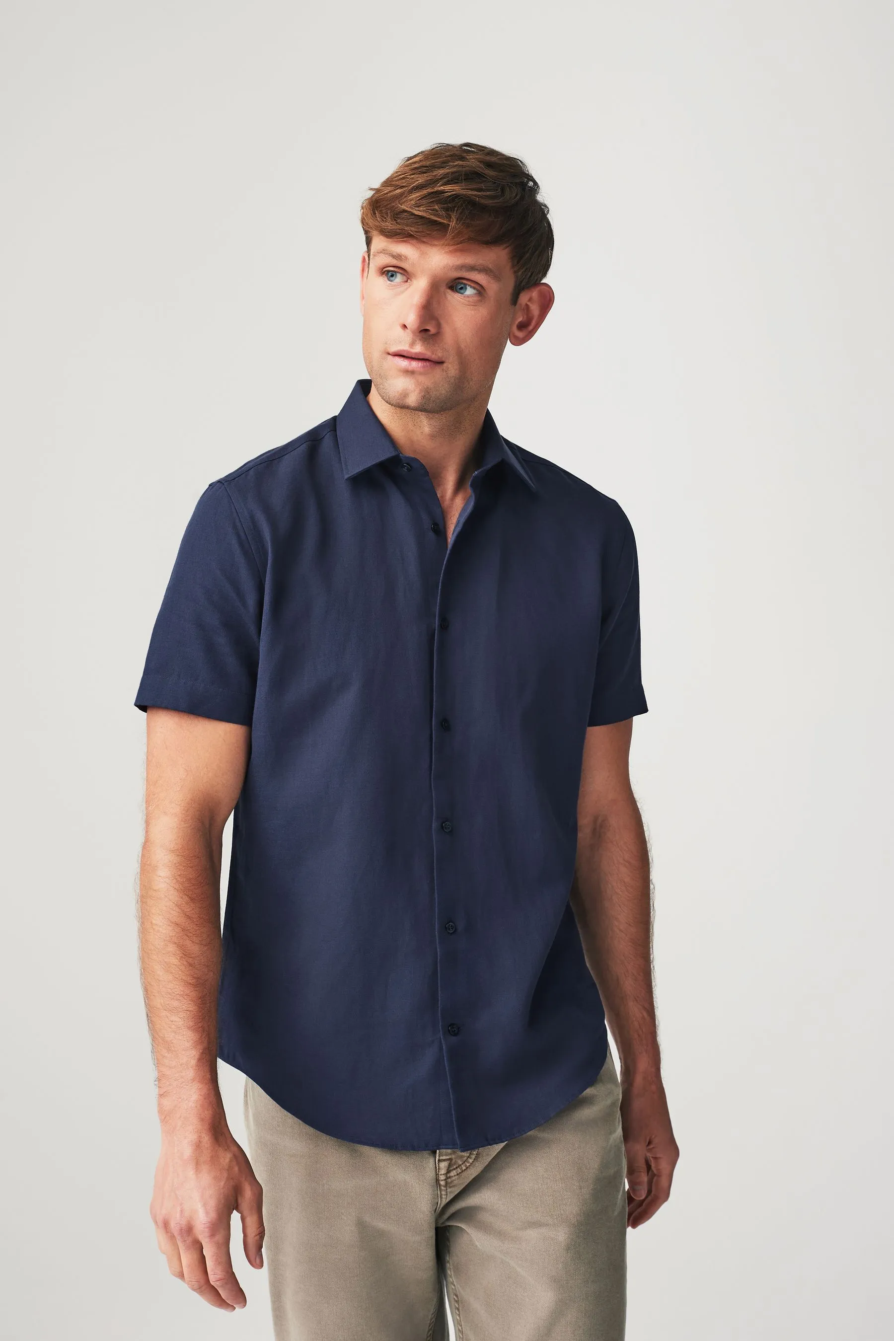 Camicia testurizzata in Blend lino