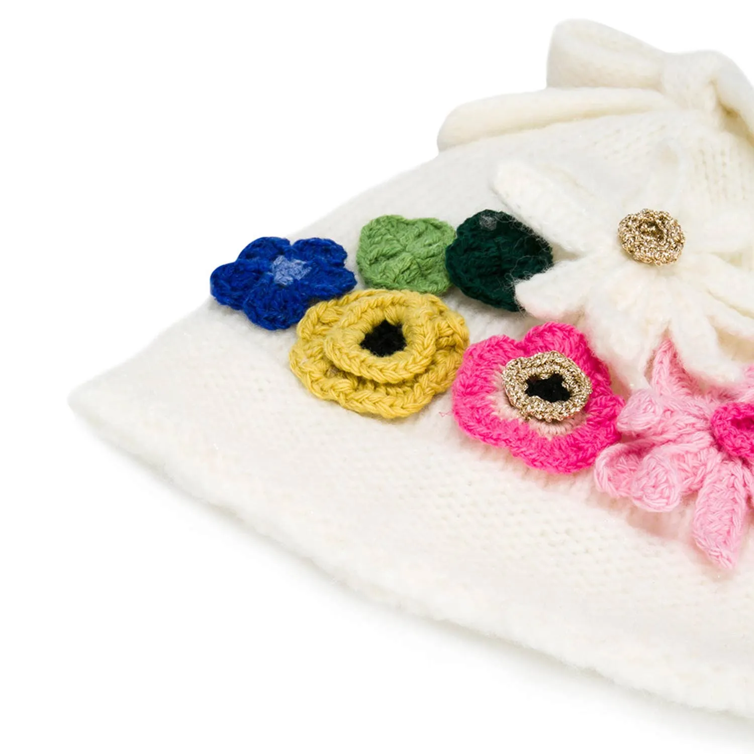Cappello Misto Lana Con Fiori