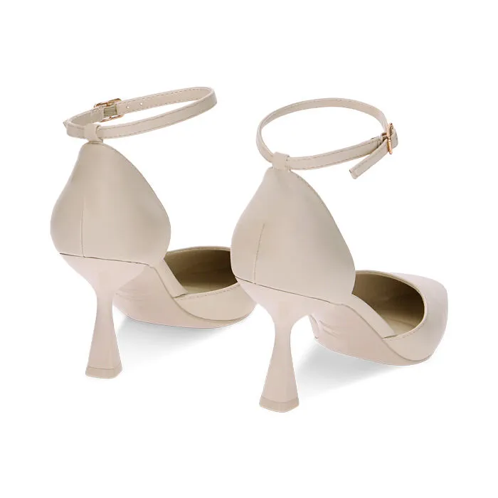 Décolleté Open Shank panna, tacco 8 cm