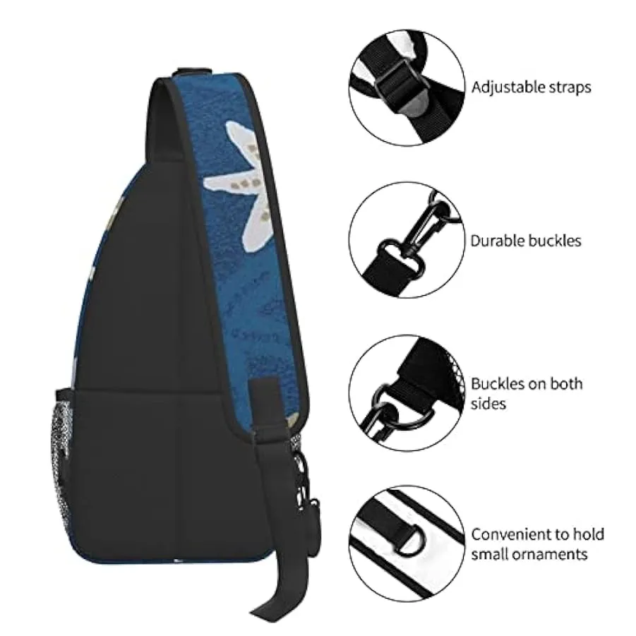 DJNGN Borsa a tracolla con stella marina sfondo blu, borsa a tracolla, zaino da trekking all’aperto per il fine settimana, adatt