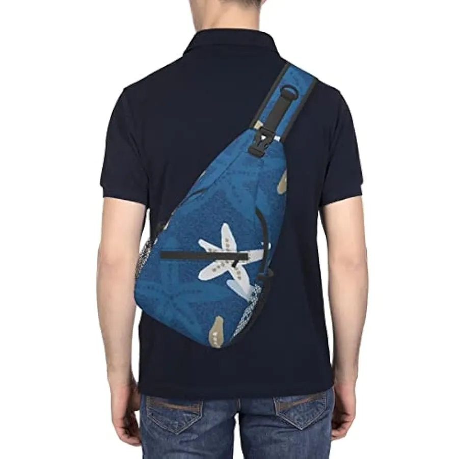 DJNGN Borsa a tracolla con stella marina sfondo blu, borsa a tracolla, zaino da trekking all’aperto per il fine settimana, adatt