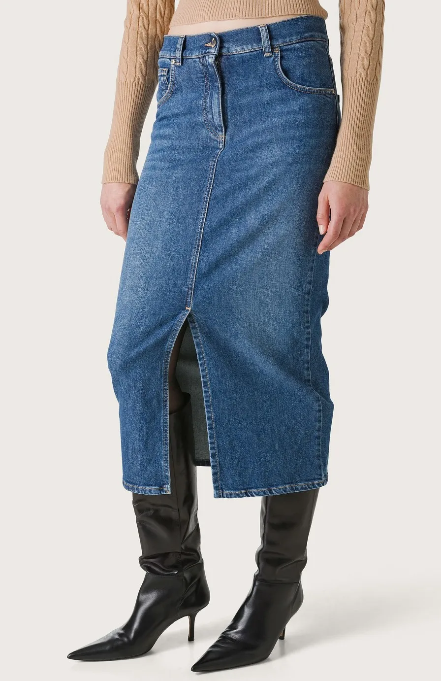 Donna Seventy Venezia  | Gonna Denim Midi Con Spacco