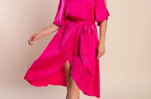 Elegante abito midi con cut-out Thiena, fucsia
