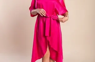 Elegante abito midi con cut-out Thiena, fucsia