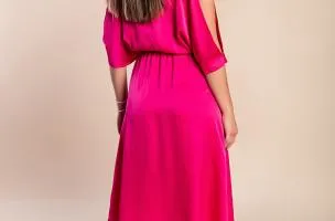Elegante abito midi con cut-out Thiena, fucsia