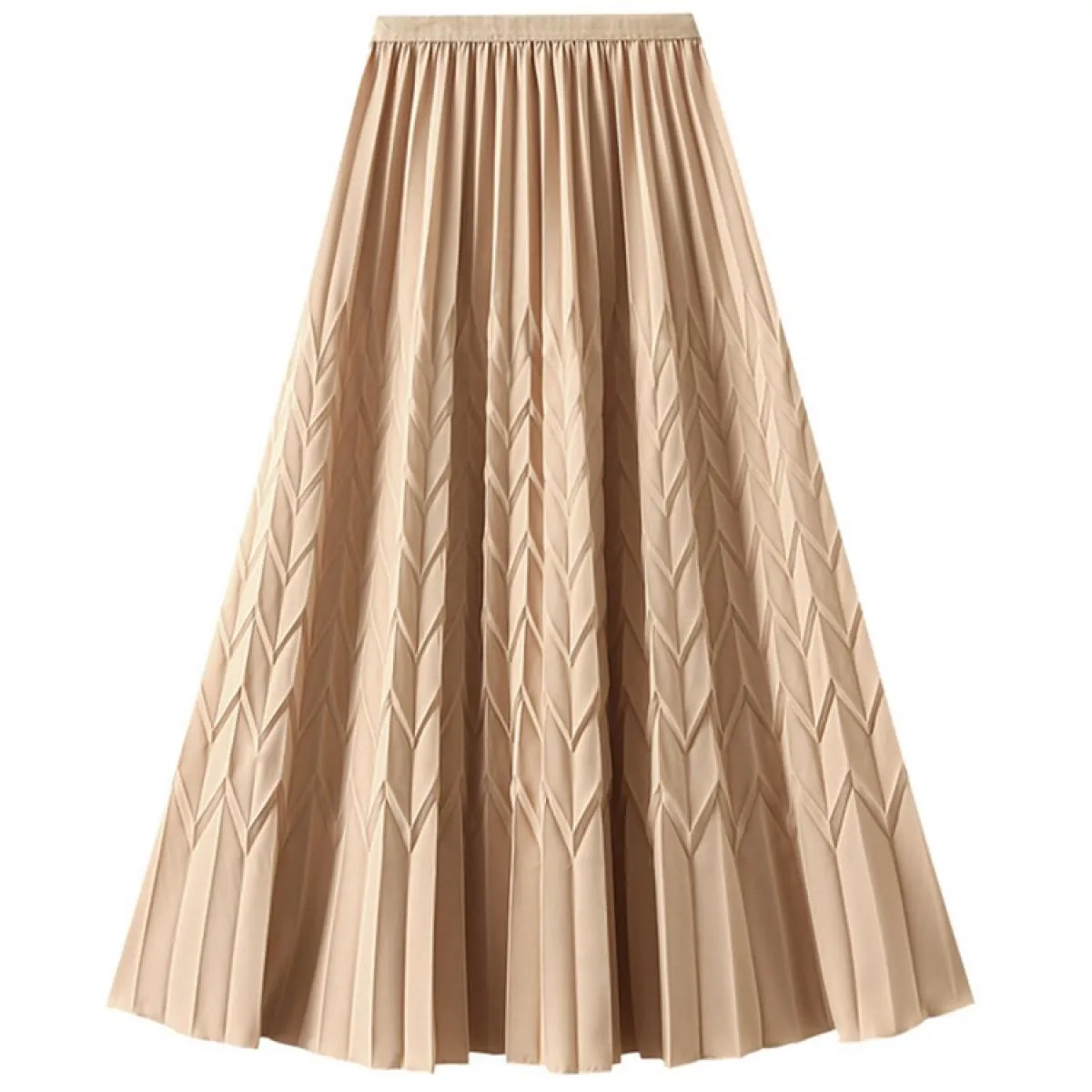 Elegante gonna longuette a pieghe a fisarmonica per le donne Moda a vita alta drappeggiata Swing Party A Line Gonne 2023 Estate