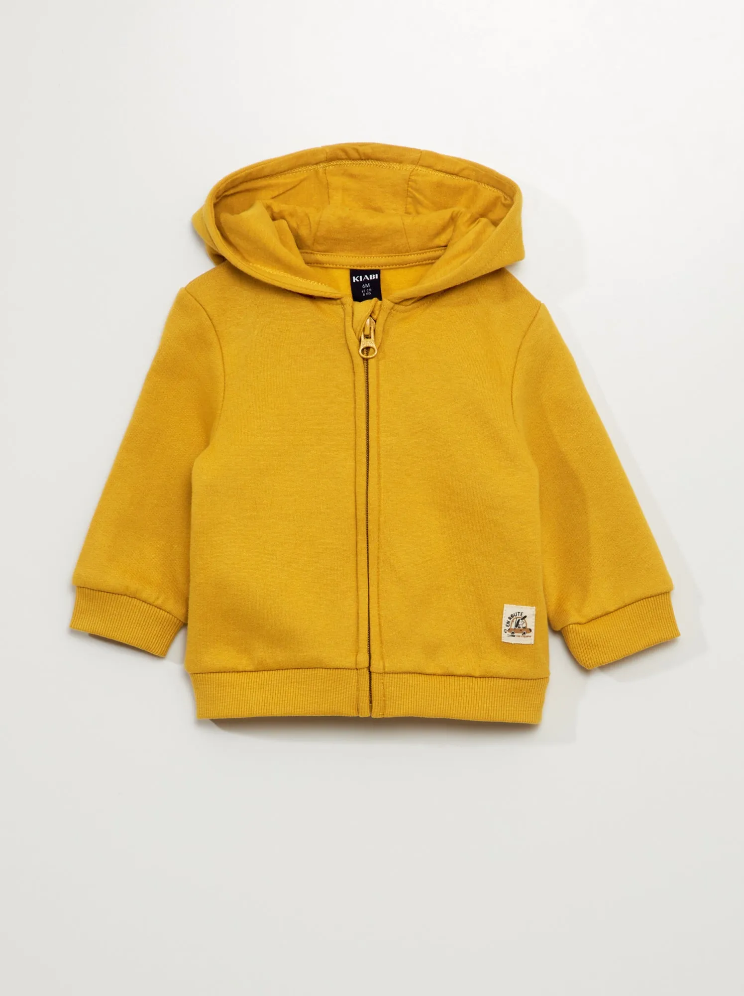 Felpa con zip in tessuto felpato - giallo