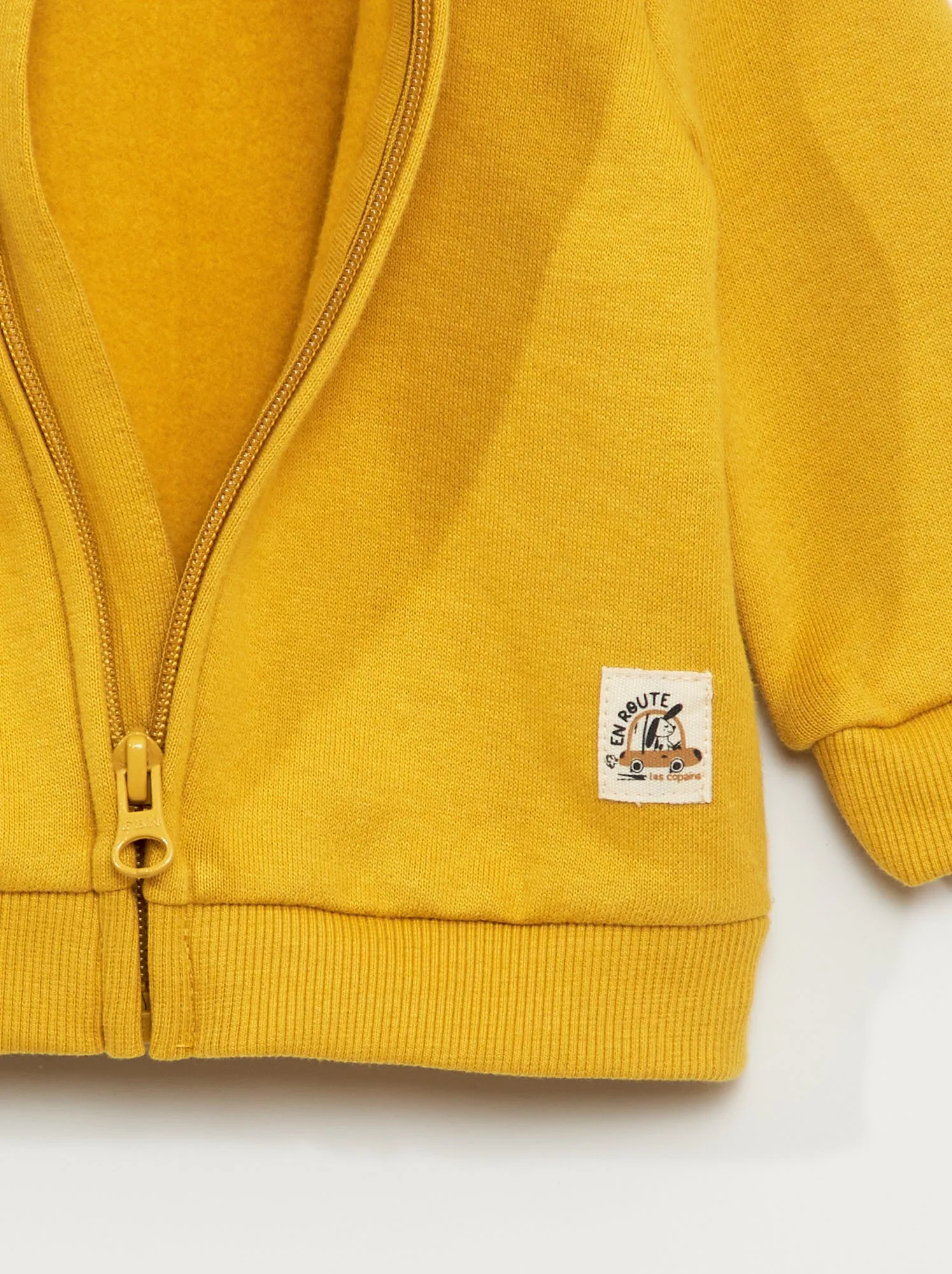 Felpa con zip in tessuto felpato - giallo
