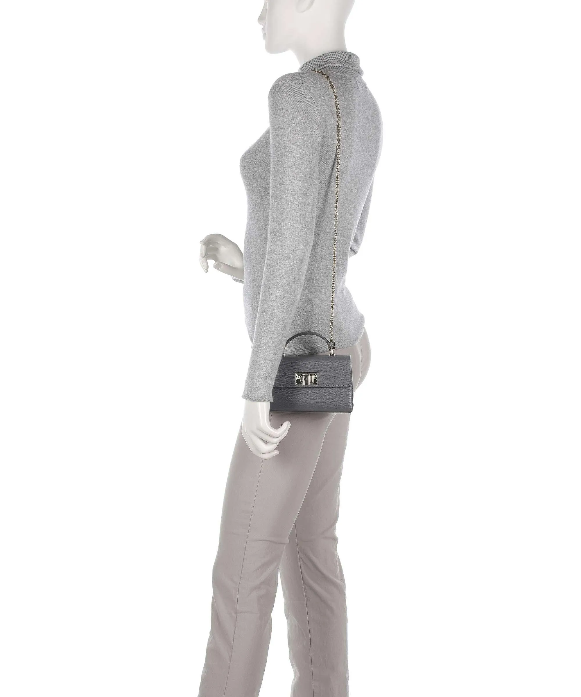  Furla 1927 Mini Borsa a tracolla pelle granulata grigio  