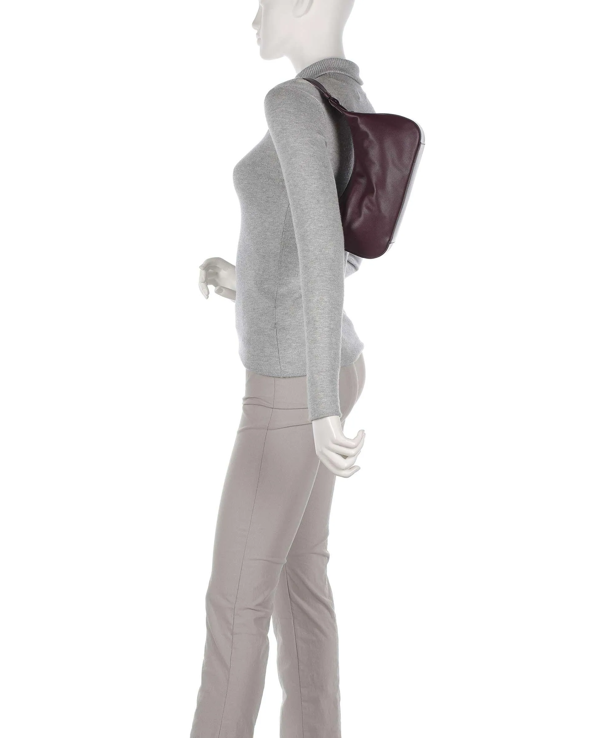  Furla Flow S Borsa a spalla pelle a grana fine rosso bordò  