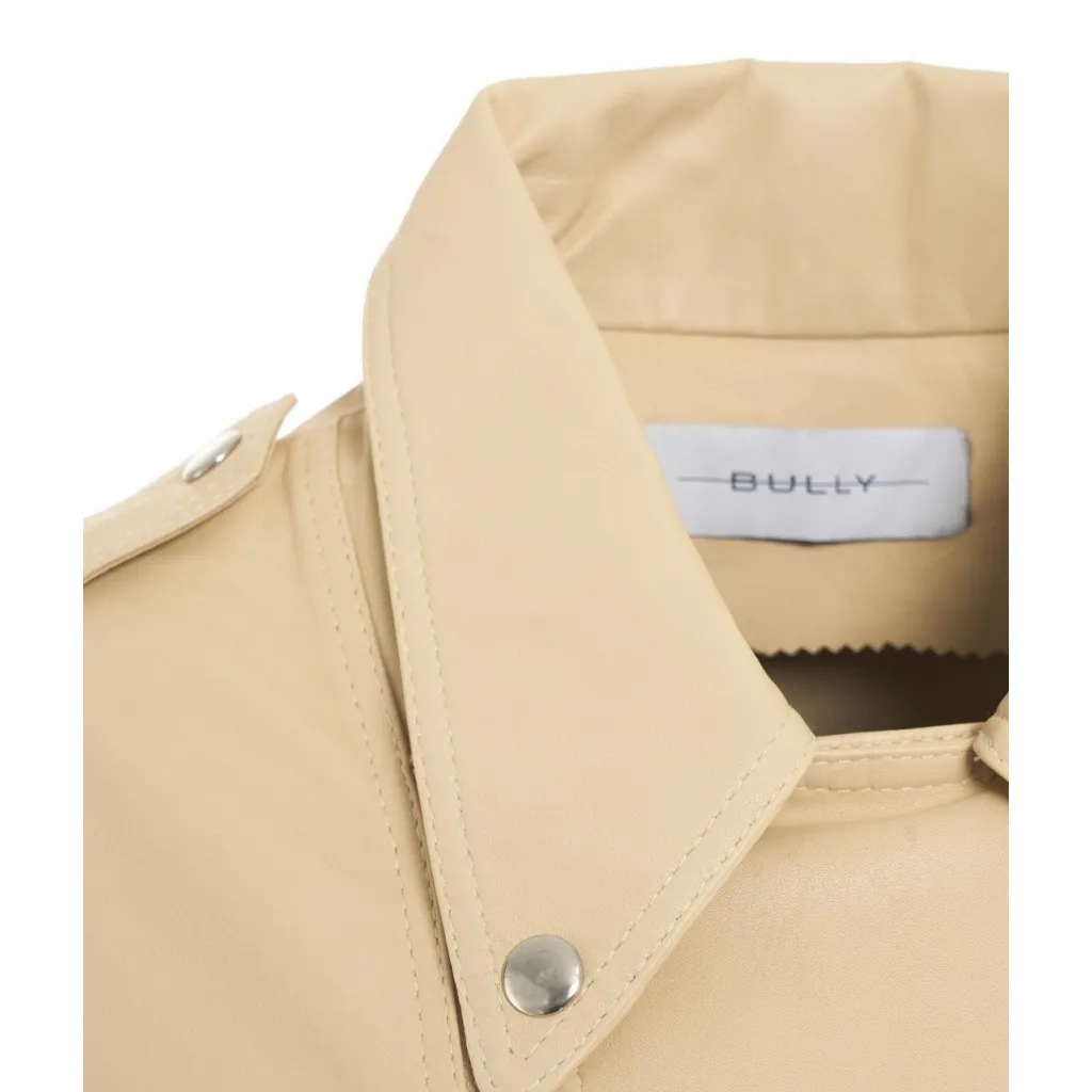 Giacca biker in pelle beige