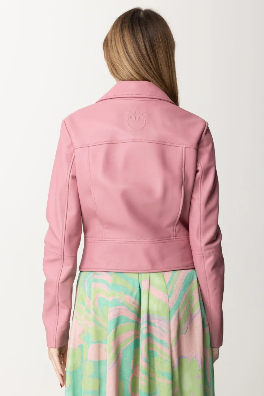 Giacca corta biker con alamari ROSA ANTICO